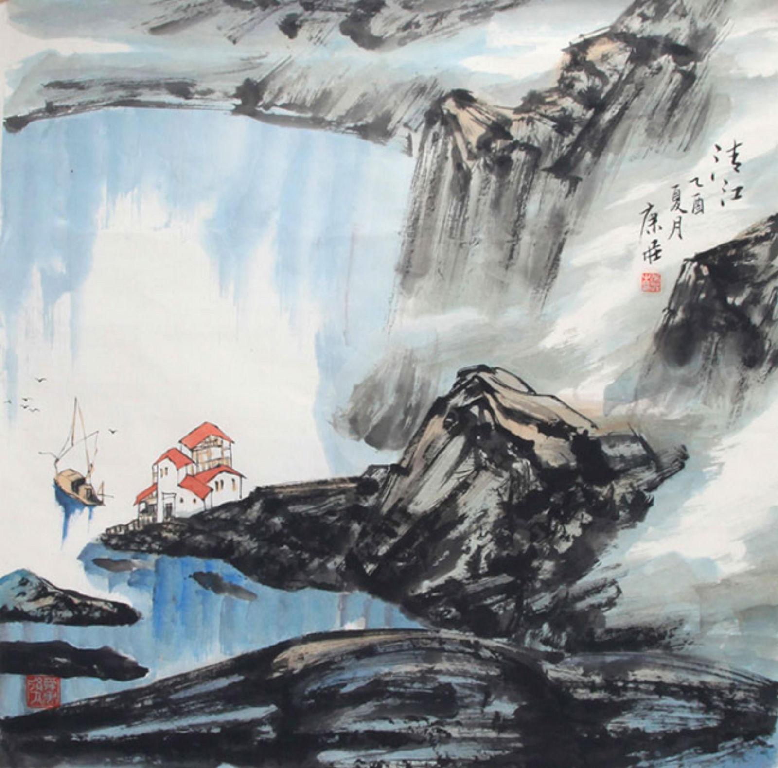CHINESE PAINTING ATTRIBUTED TO KANG ZHUANG: Contemporary, High:26.5in; Width: 26.00in
