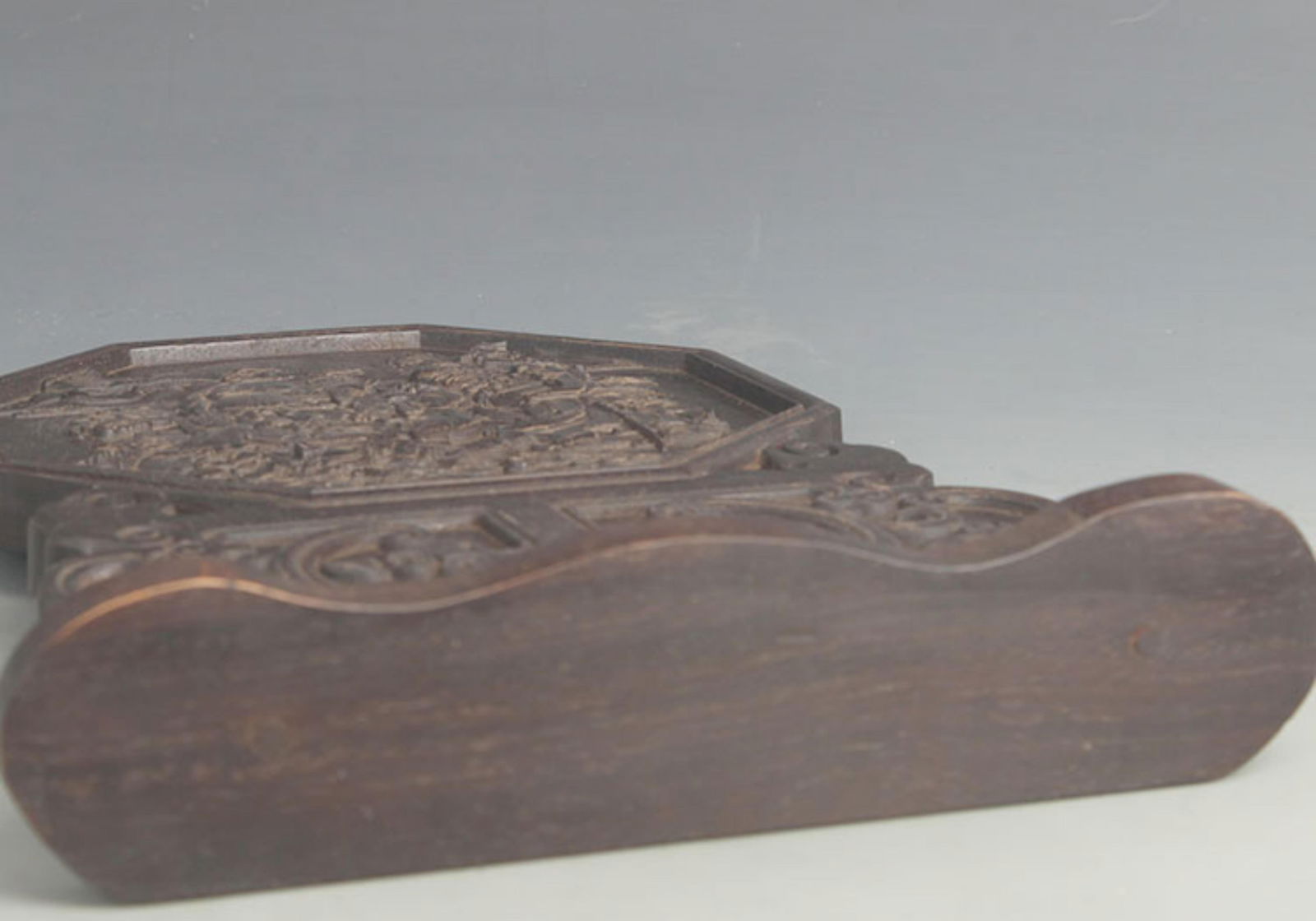 A FINE ROSEWOOD MADE LONGEVITY GOD PATTERN TABLE SCREEN - 5