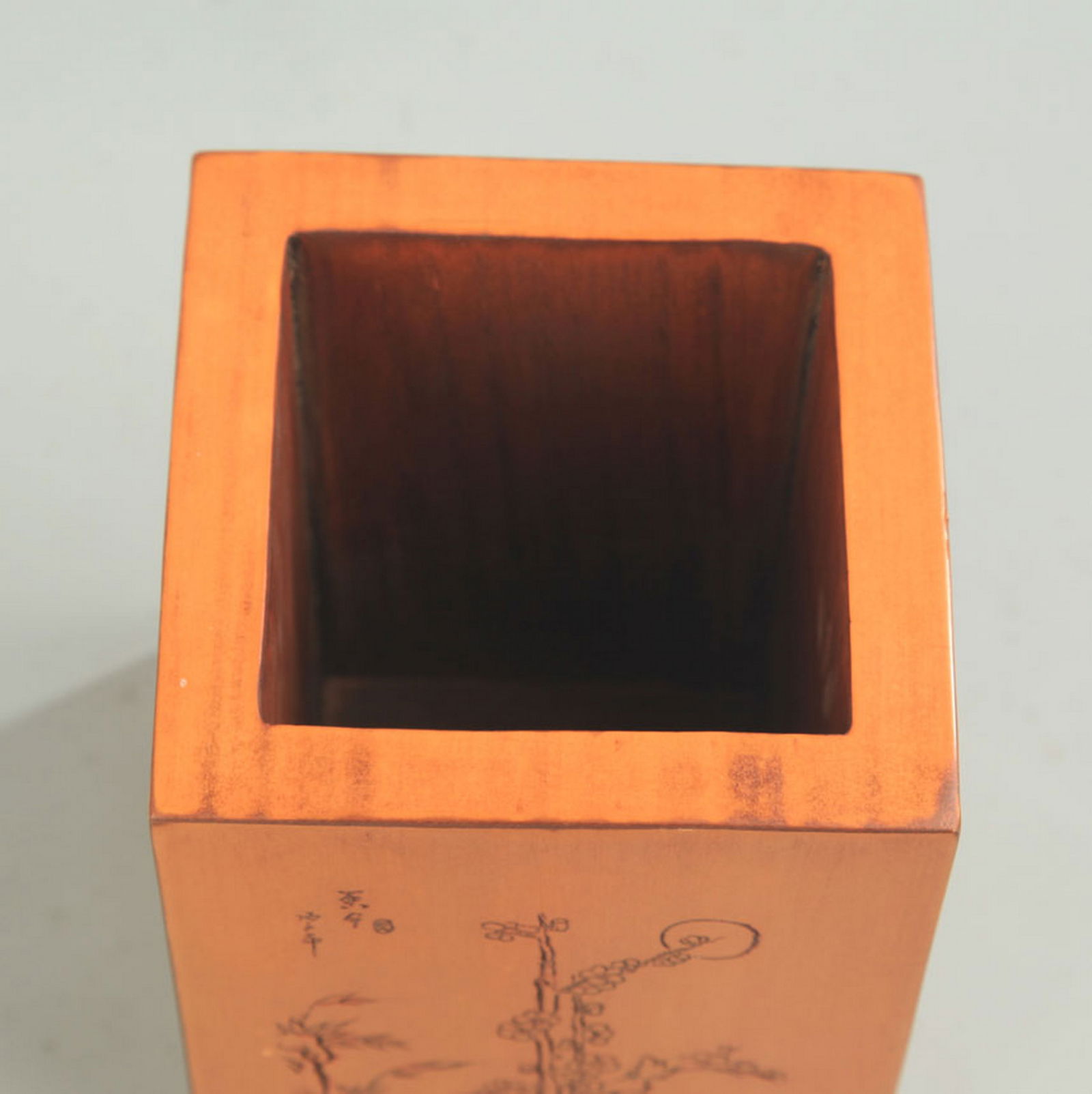 RARE BAMBOO MADE FLOWER PATTERN BRUSH HOLDER - 5