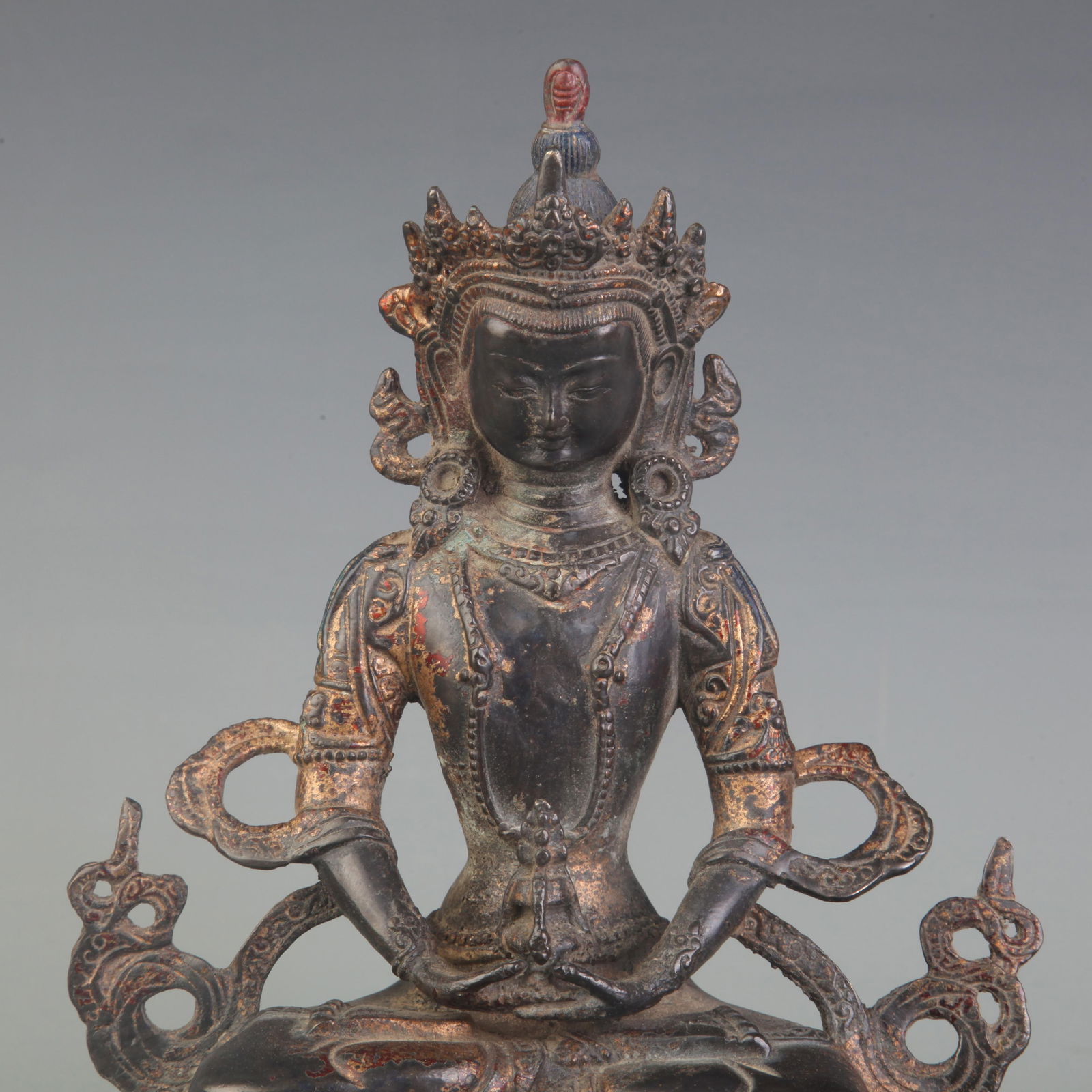 A FINE BRONZE LONGEVITY BUDDHA STATUE - 2