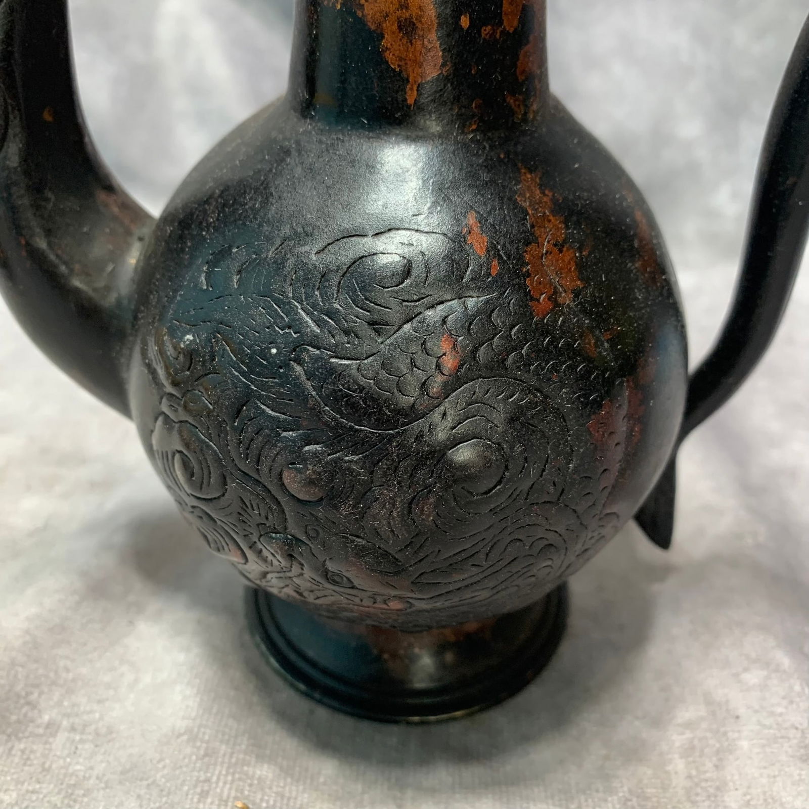 A FINE BRONZE DRAGON PATTERN CHICKEN HEAD POT - 5