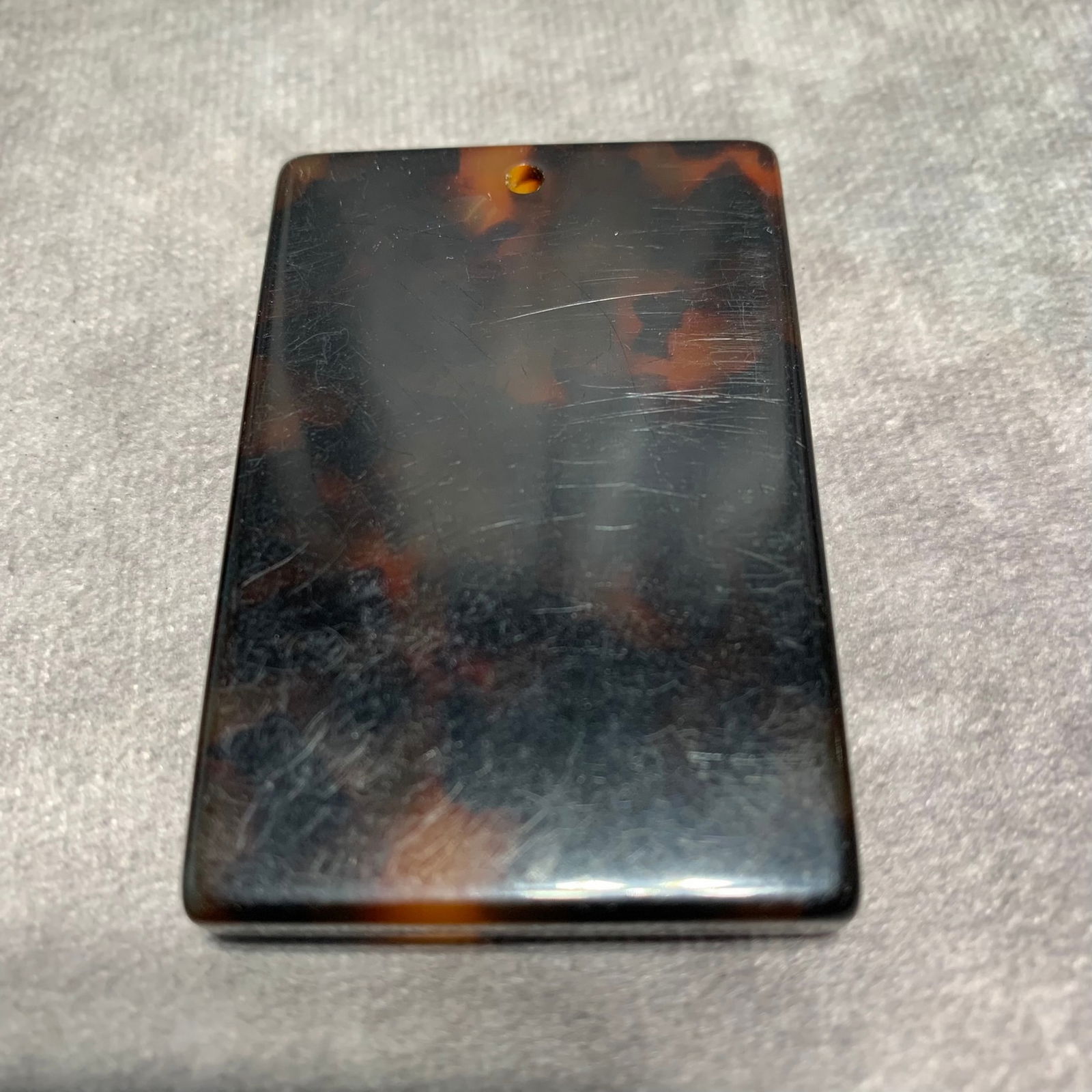 REPUBLIC PERIOD HORN-CARVED PLAQUE: Republic Period; Long: 2.3 inch; Width: 1.5 inch; High: 0.3 inch;