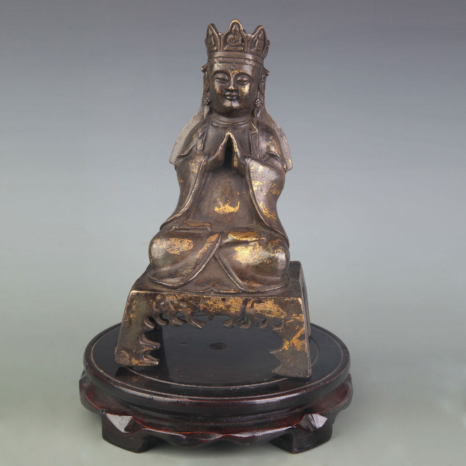 A FINE BRONZE BUDDHA STATUE: Qing Dynasty Qian Long Period; High: 8.1 inch
