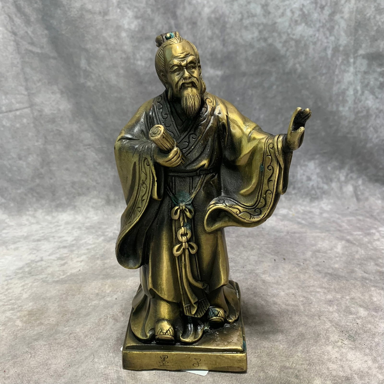 MING XUANDE MARK MOZI STANDING STATUE: Republic Period; Long: 3.5 inch; Width: 3.2 inch; High: 8.3 inch;