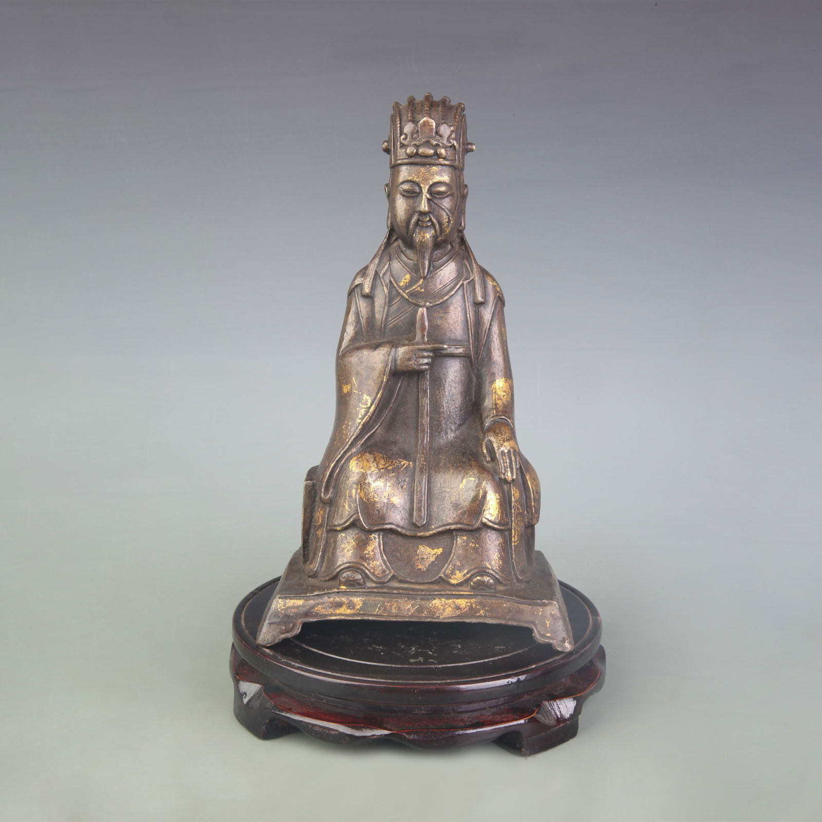 A FINE BRONZE CIVIL GOD OF WEALTH FIGURE (1 of 6)