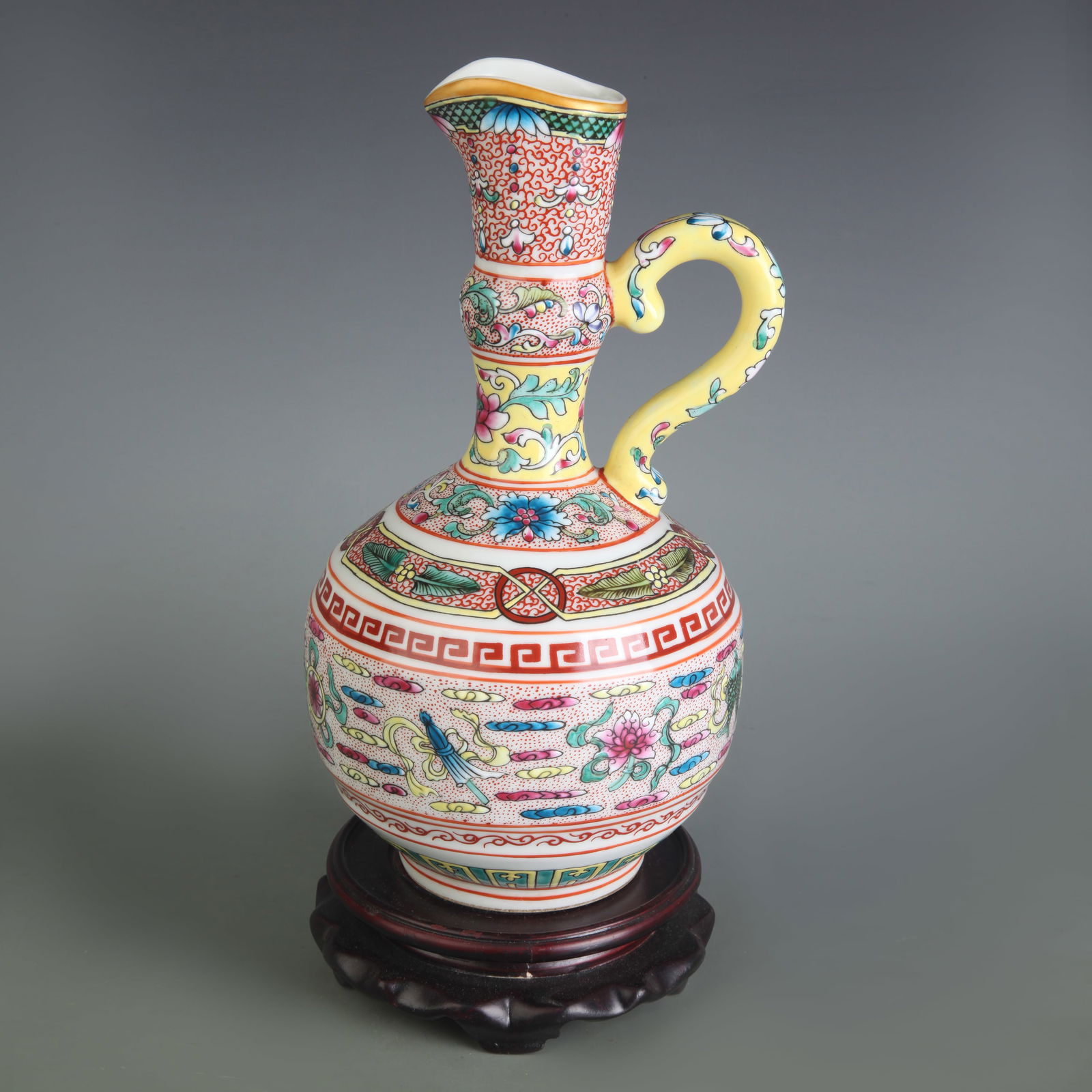 CLOISONNE COLOR FLORAL PATTERN PORCELAIN VASE: Qing Dynasty Qian Long Period; Width: 5.5 inch High: 9.8 inch