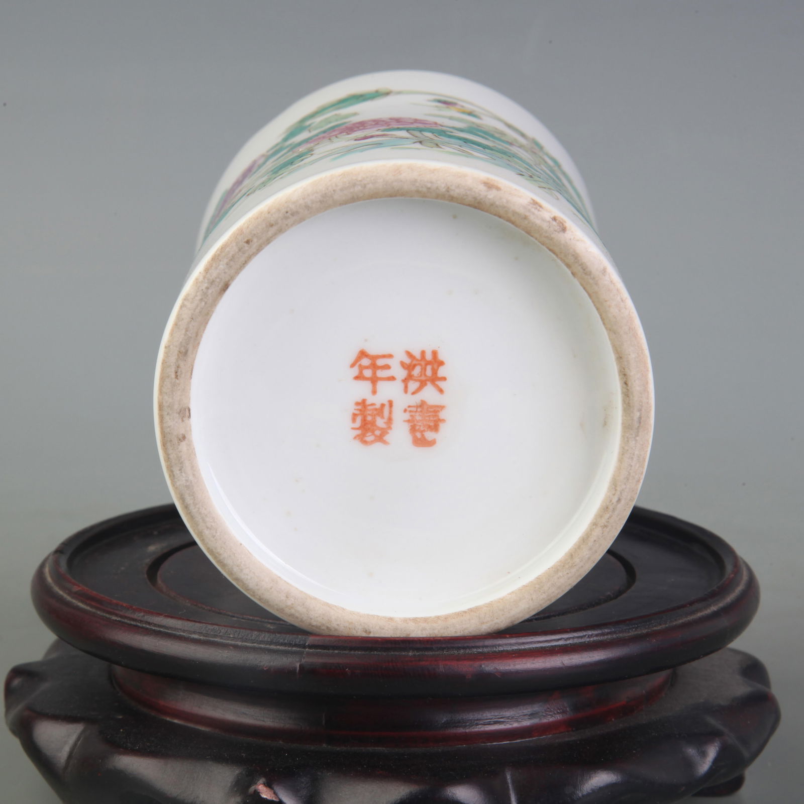 FAMILLE ROSE FLOWER PATTERN BRUSH POT - 5