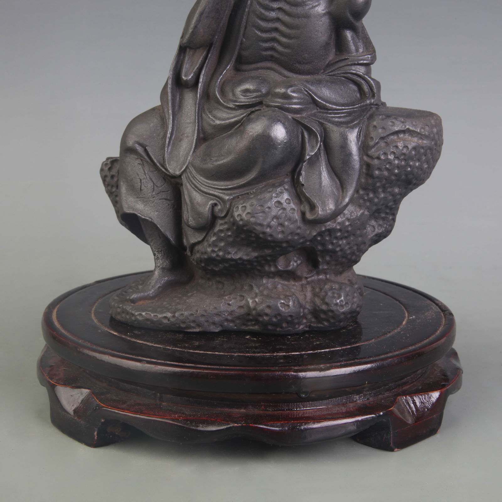 A FINE CAST IRON ARHAT FIGURE - 3