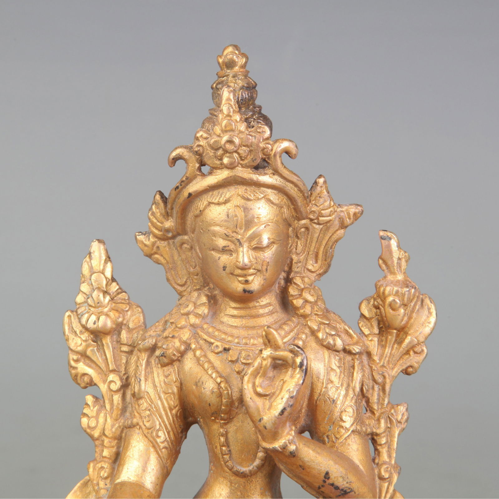 A SMALL BRONZE WHITE TARA STATUE - 2