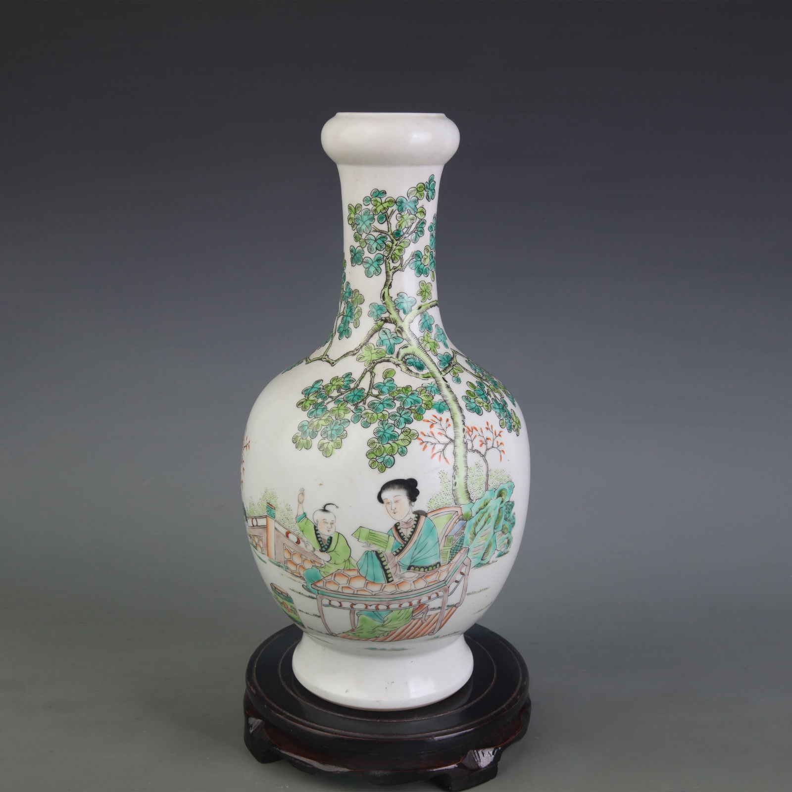 LIGHT ROUGE AND ENAMEL COLOR GLAZED GARLIC MOUTH STYLE PORCELAIN VASE (1 of 5)