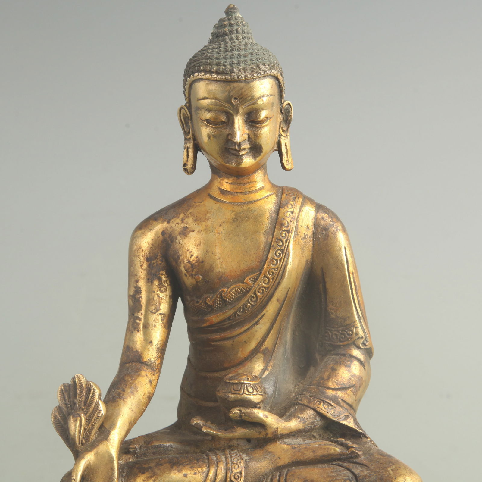 GILT BRONZE THREE PRECIOUS BUDDHAS STATUE - 2