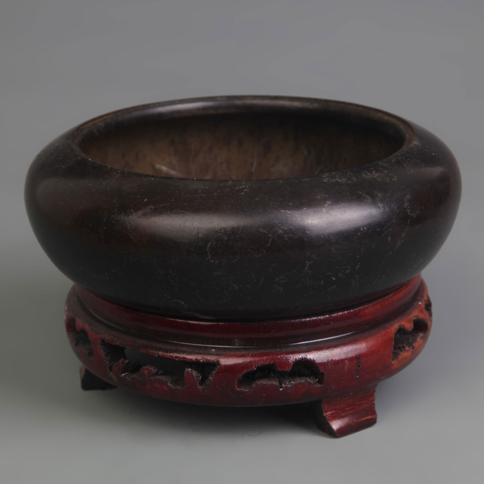 BAT PATTERN ROUND-FOOT BRONZE INCENSE BURNER - 4