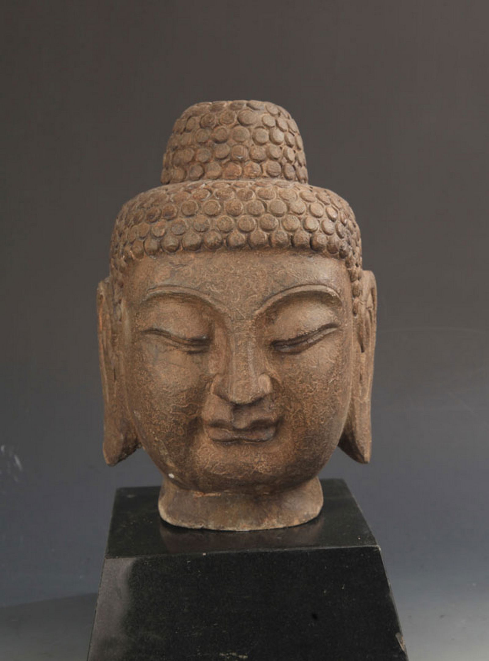 STONE-CARVED BUDDHA HEAD (1 of 4)