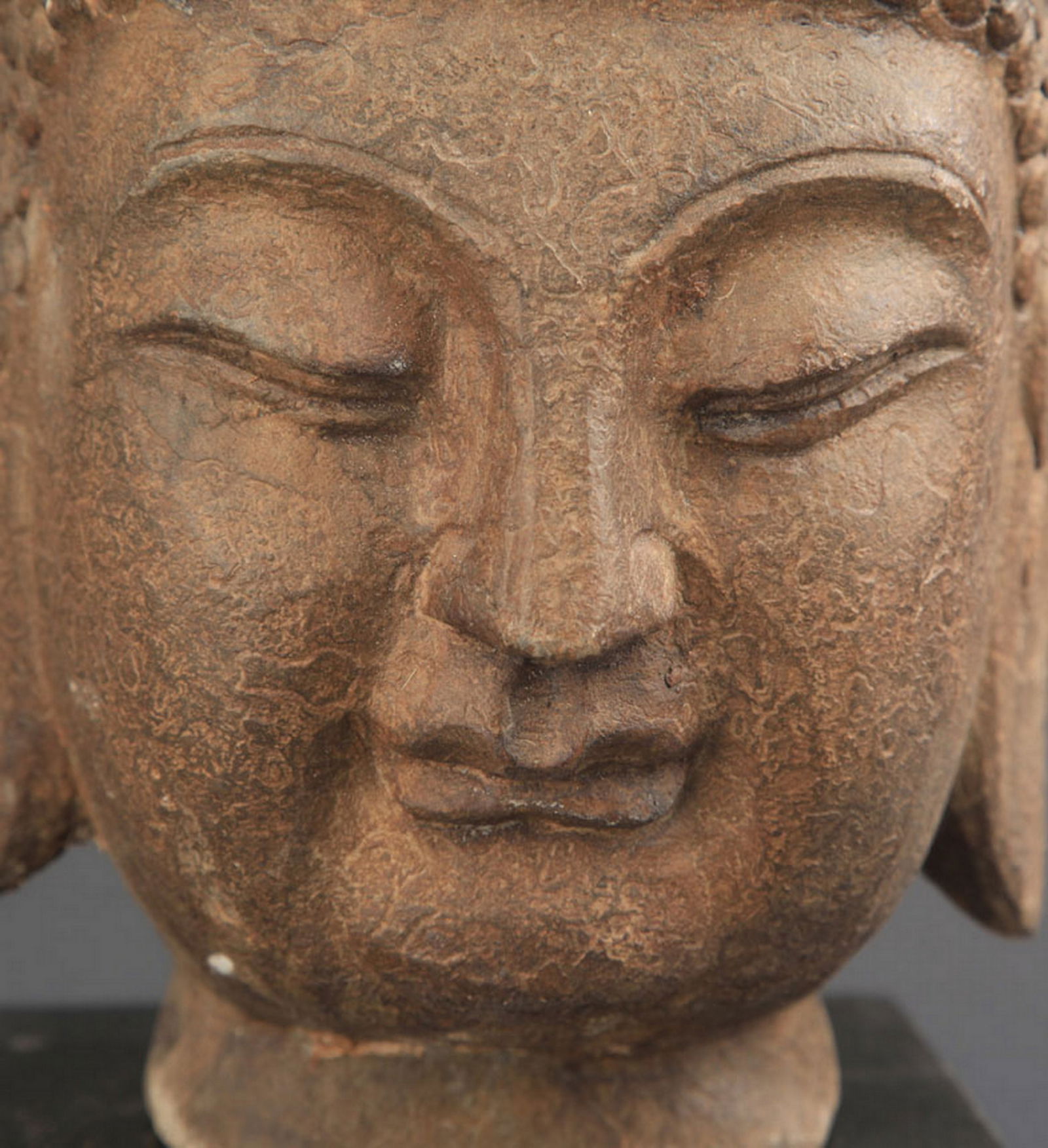 STONE-CARVED BUDDHA HEAD - 2