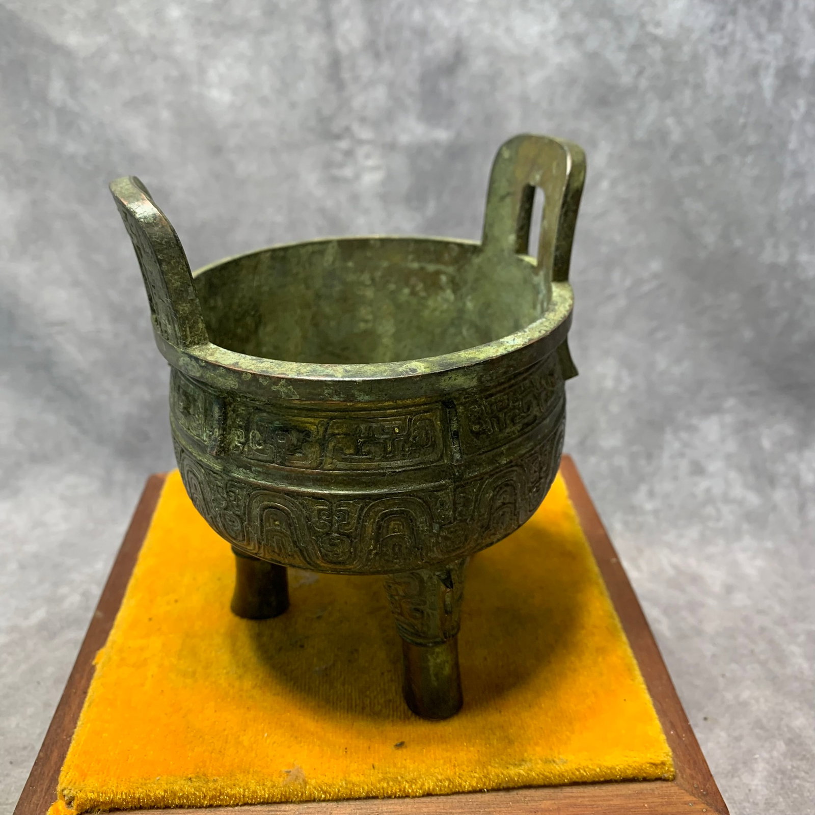 GILDED BRONZE BEAST-FOOTED DING STYLE CENSER WITH XUANDE MARK: Ming Dynasty Style; Long: 4.2 inch Width: 3.9 inch High: 5.1 inch