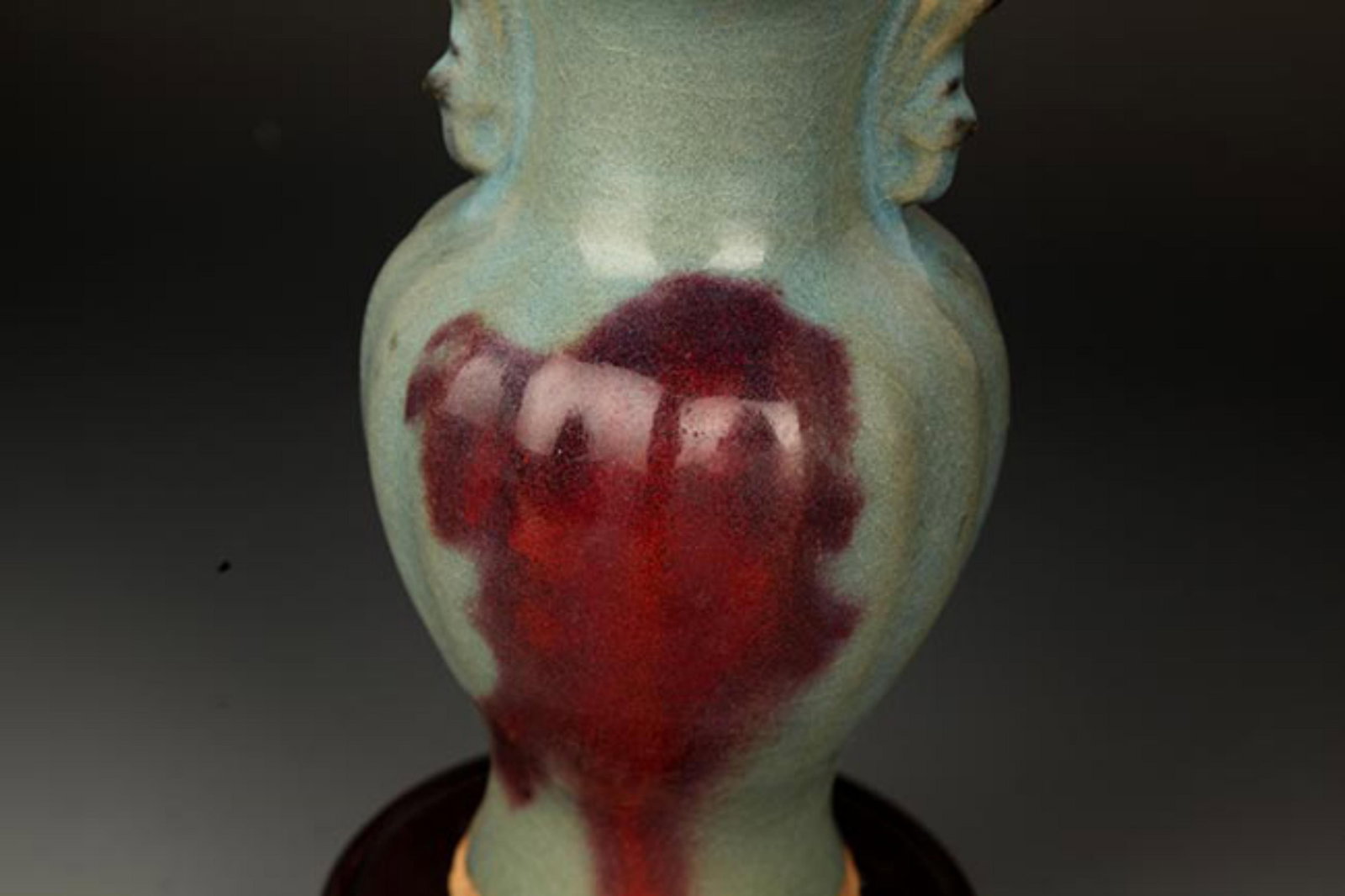 A JUN KILN DOUBLE EAR MELON SHAPE JAR - 4