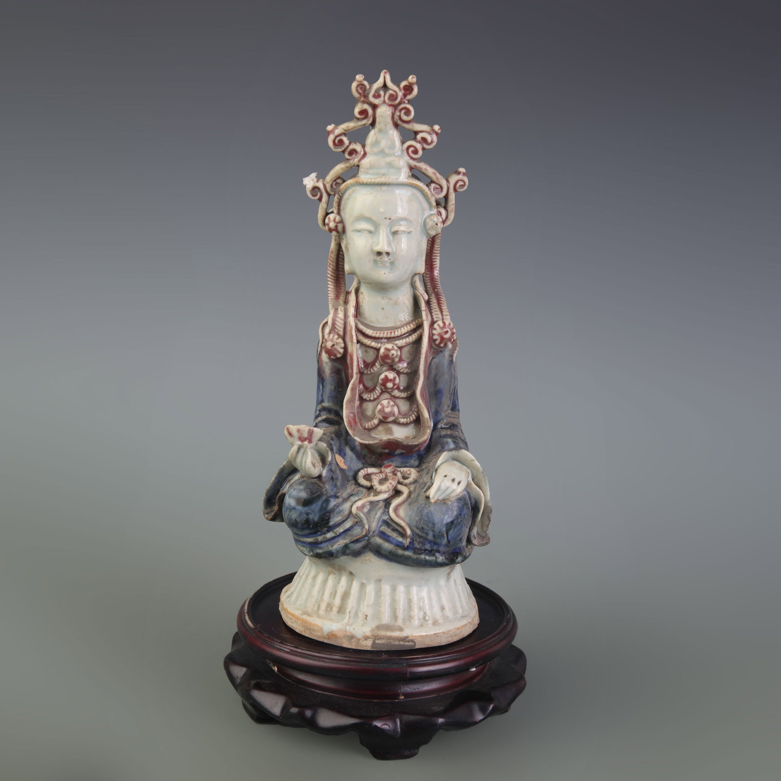 A DEHUA BLANC-DE-CHINE FIGURE OF GUANYIN: Ming Dynasty Style; High: 9.0 inch