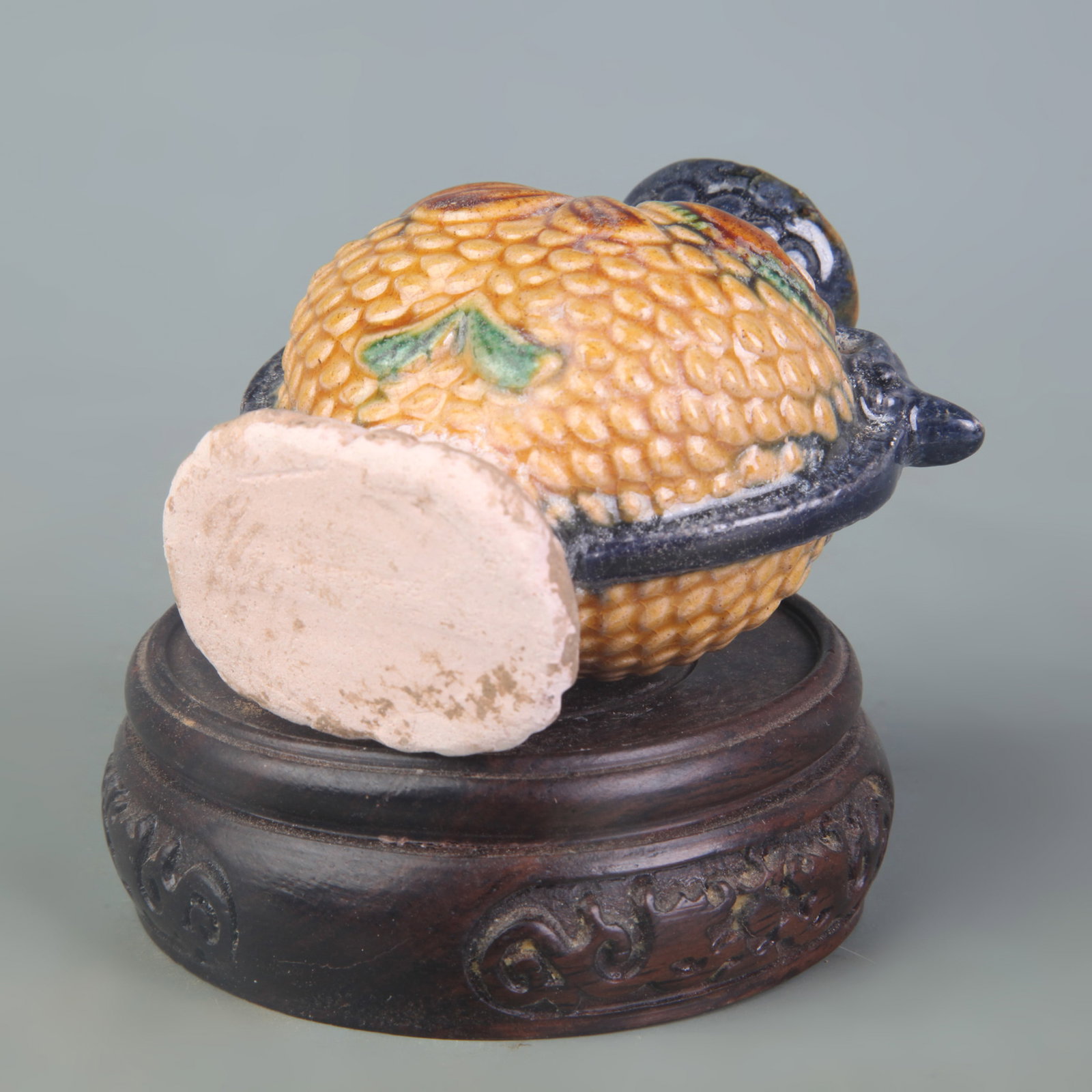 SANCAI GLAZE TWIN FISH PATTERN BOTTLE - 5