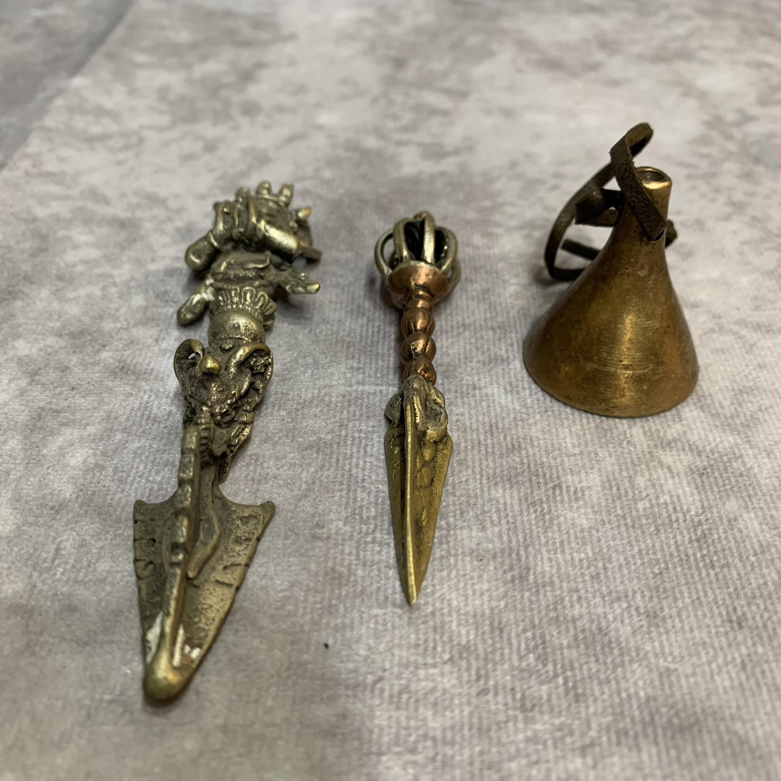 SET OF TIBETAN BUDDHISM RITUAL INSTRUMENTS: Qing Dynasty; High: 4.7 inch; High: 3.5 inch; High: 1.5 inch;