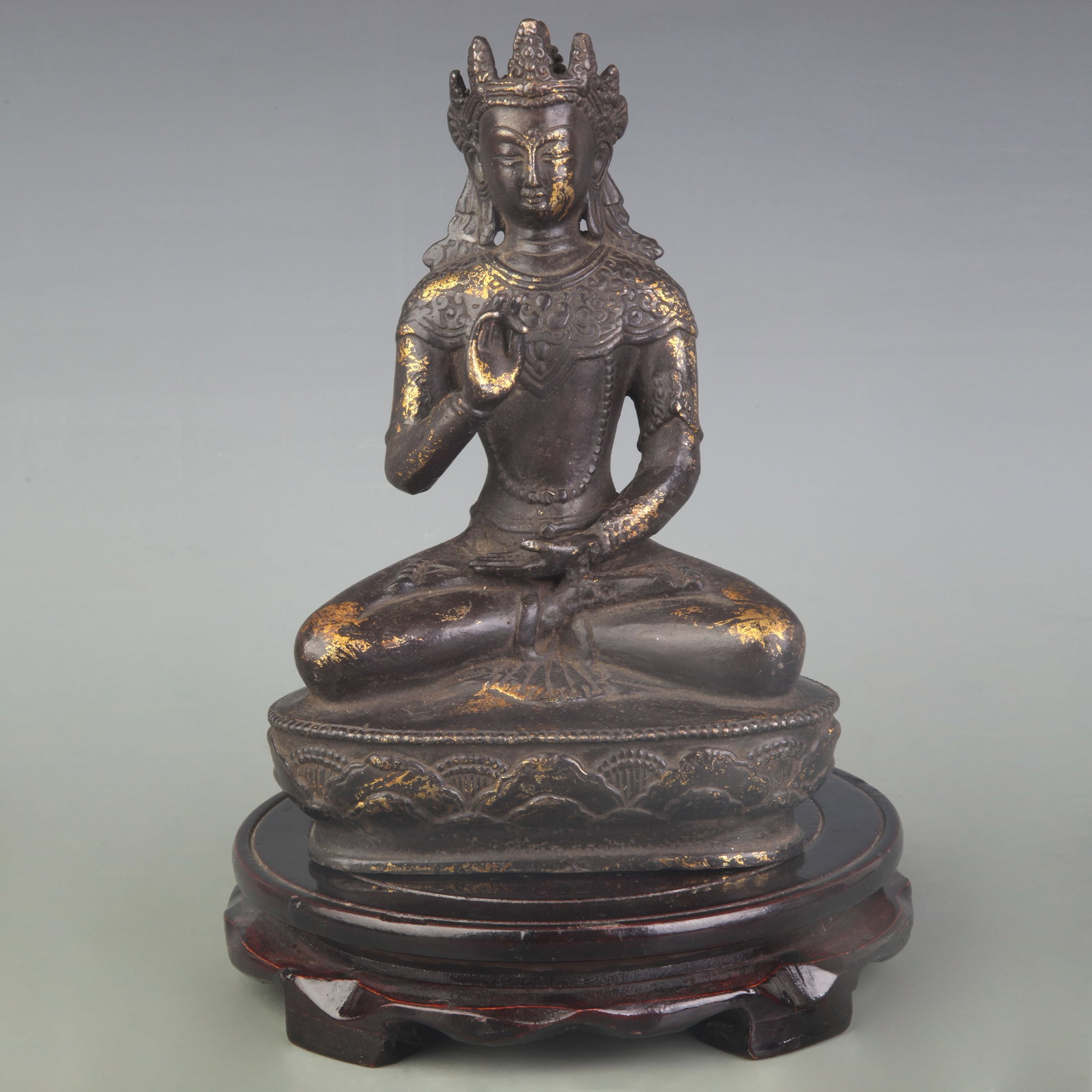 A FINE BRONZE GREEN TARA BODHISATTVA STATUE: Qing Dynasty; High: 8.0 inch