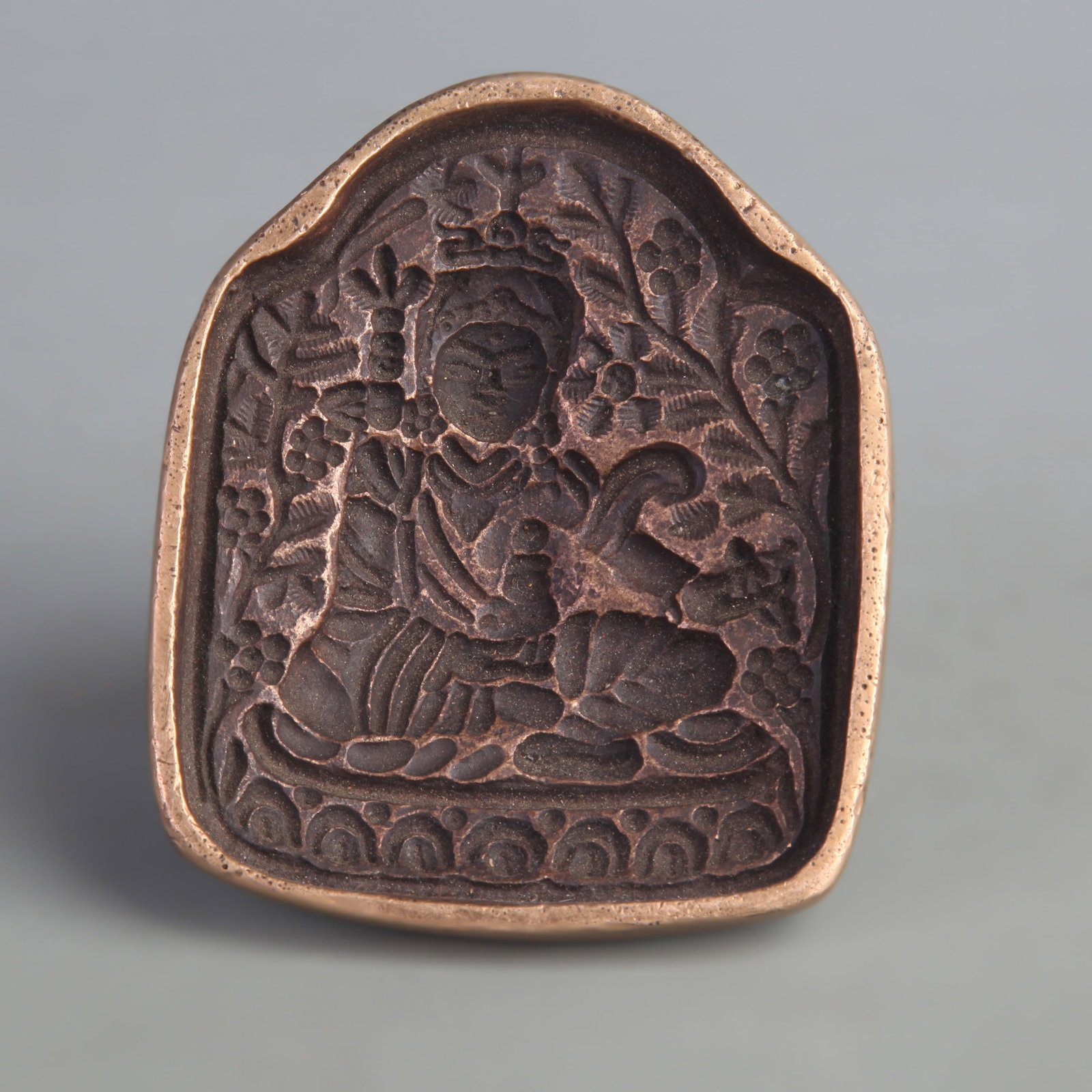 A FINE TIBETIAN BRONZE TSA-TSA CLAY MOLD: Modern; Long: 3.8 inch; Width: 3.2 inch; High: 2.5 inch