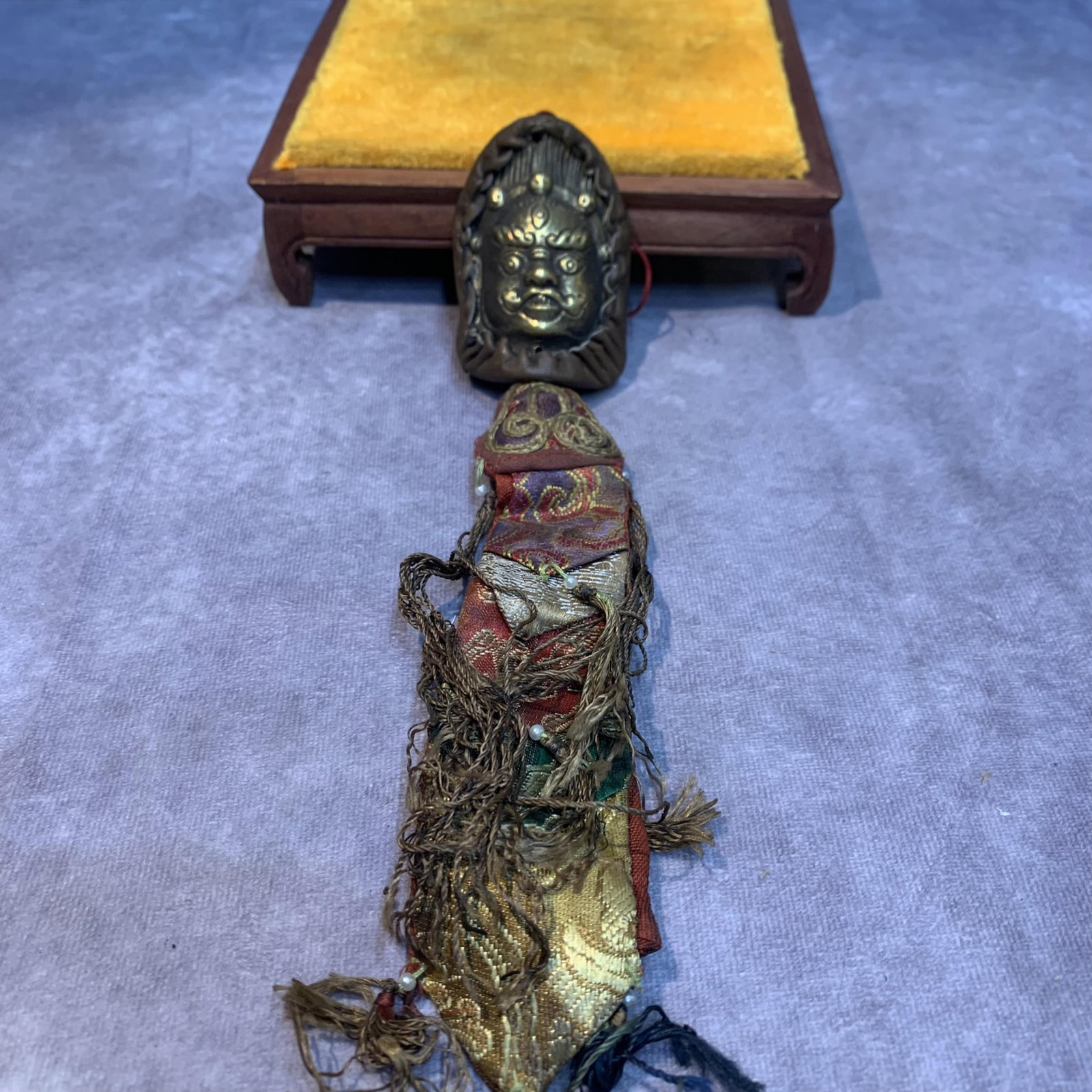 A TIBETAN BUDDHIST GAWU PENDANT: High: 2.6 inch; Width: 1.9 inch; Long: 10.0 inch