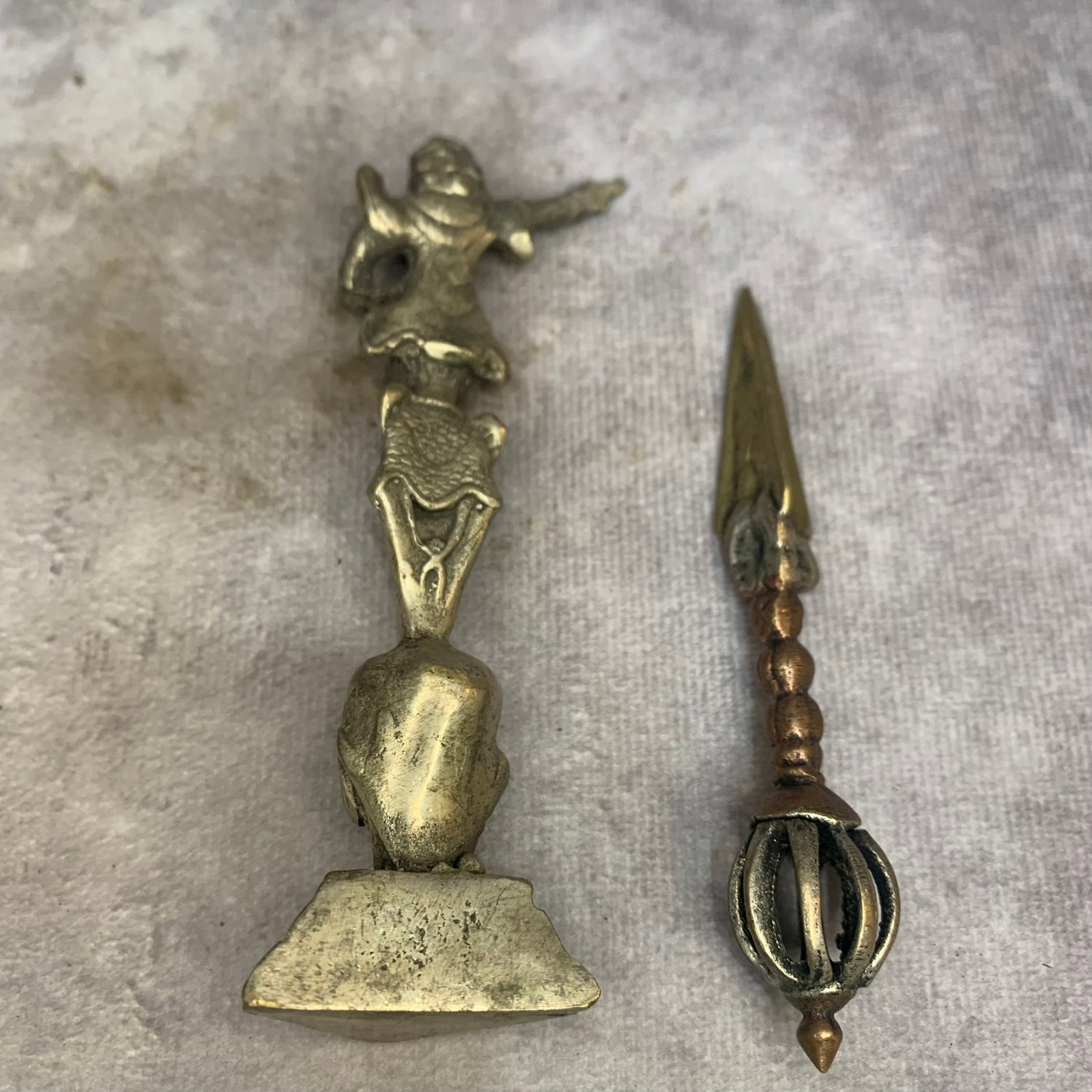 GROUP OF TWO TIBETAN BUDDHISM RITUAL INSTRUMENTS: 20th Century; High: 4.1 inch; High: 3.5 inch;