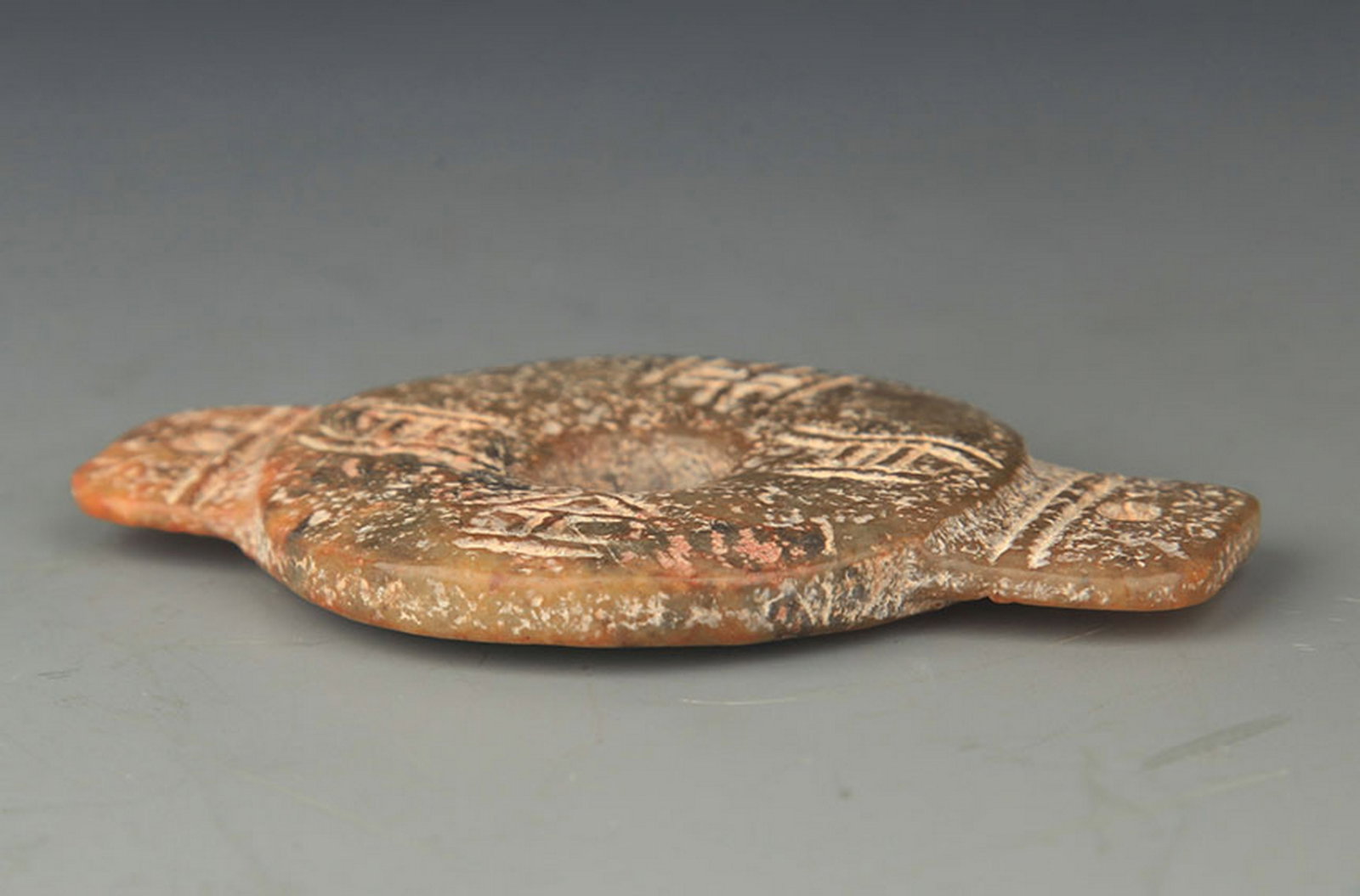 AN INSCRIBED JADE BI DISC - 3