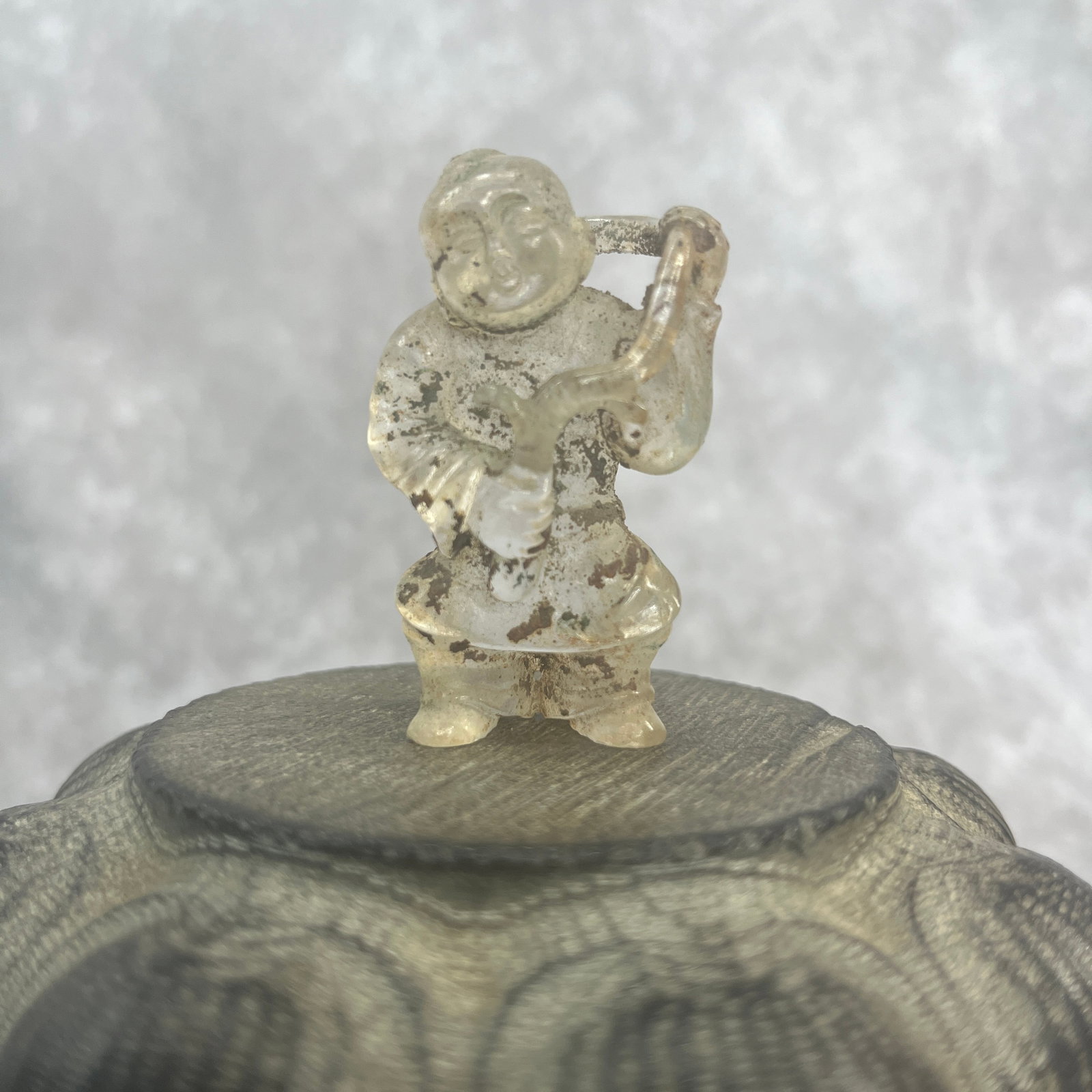 A FINE CRYSTAL MADE BOY PLAYING FIGURE (1 of 5)