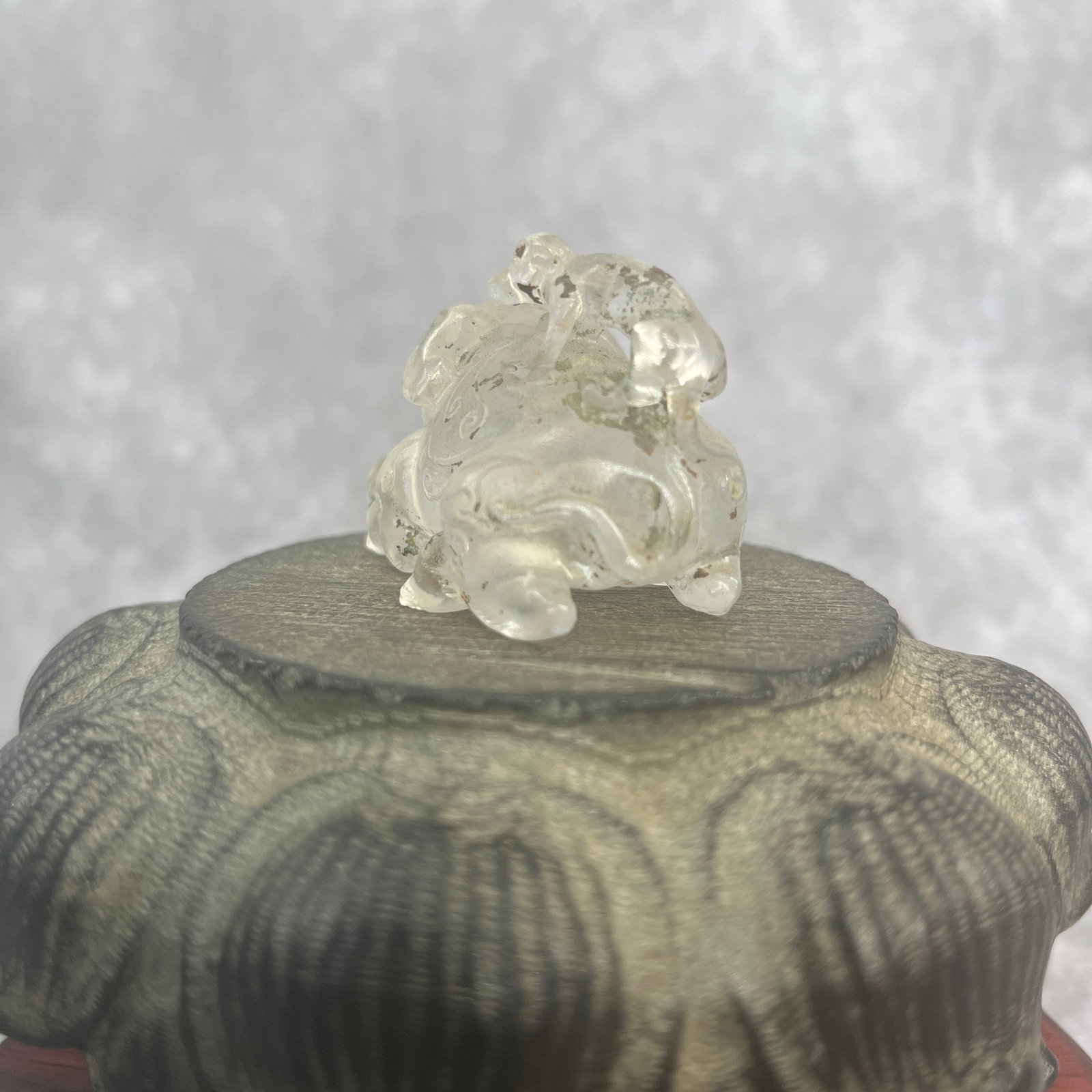 A FINE CRYSTAL MADE BOY PLAYING FIGURE - 2