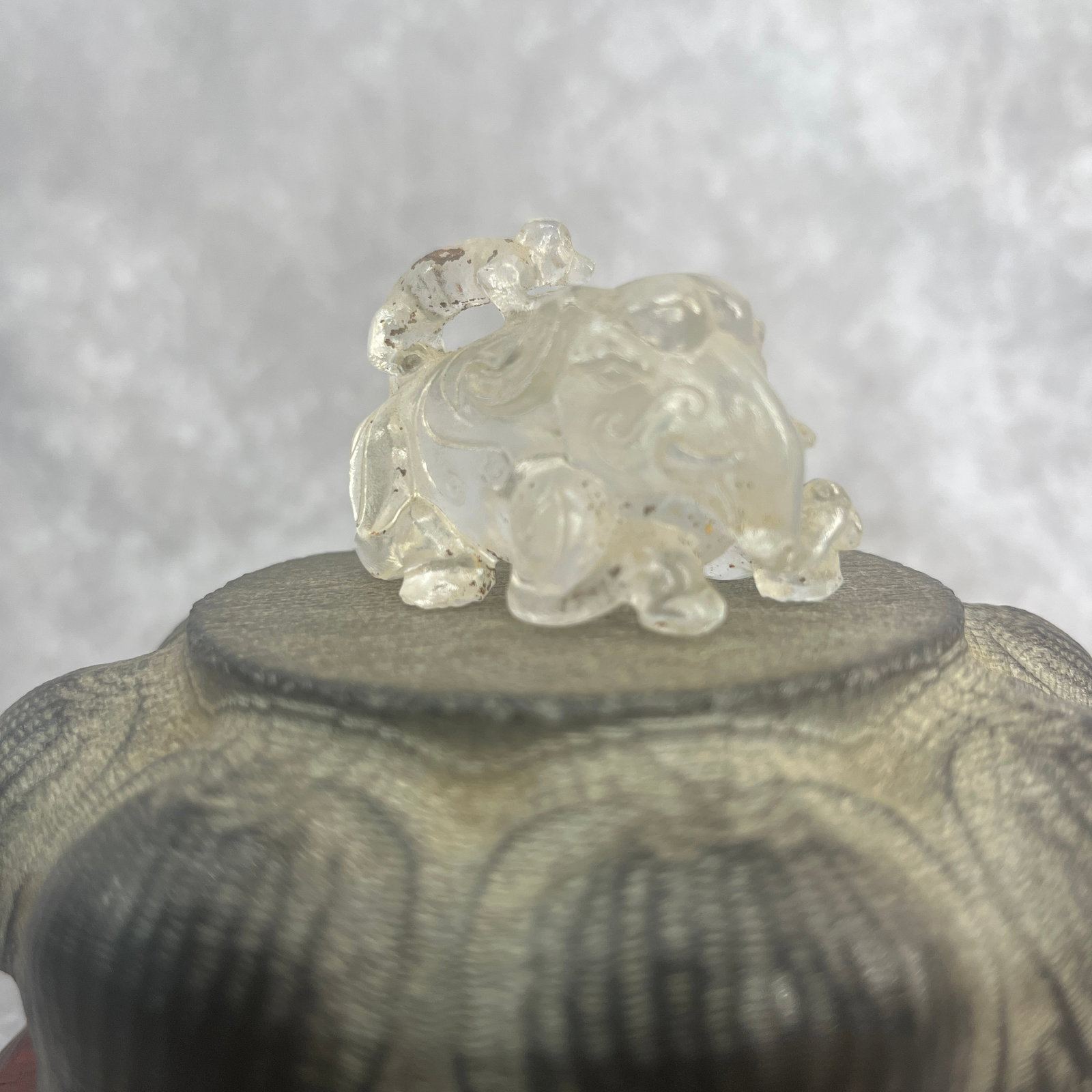 A FINE CRYSTAL MADE BOY PLAYING FIGURE - 4