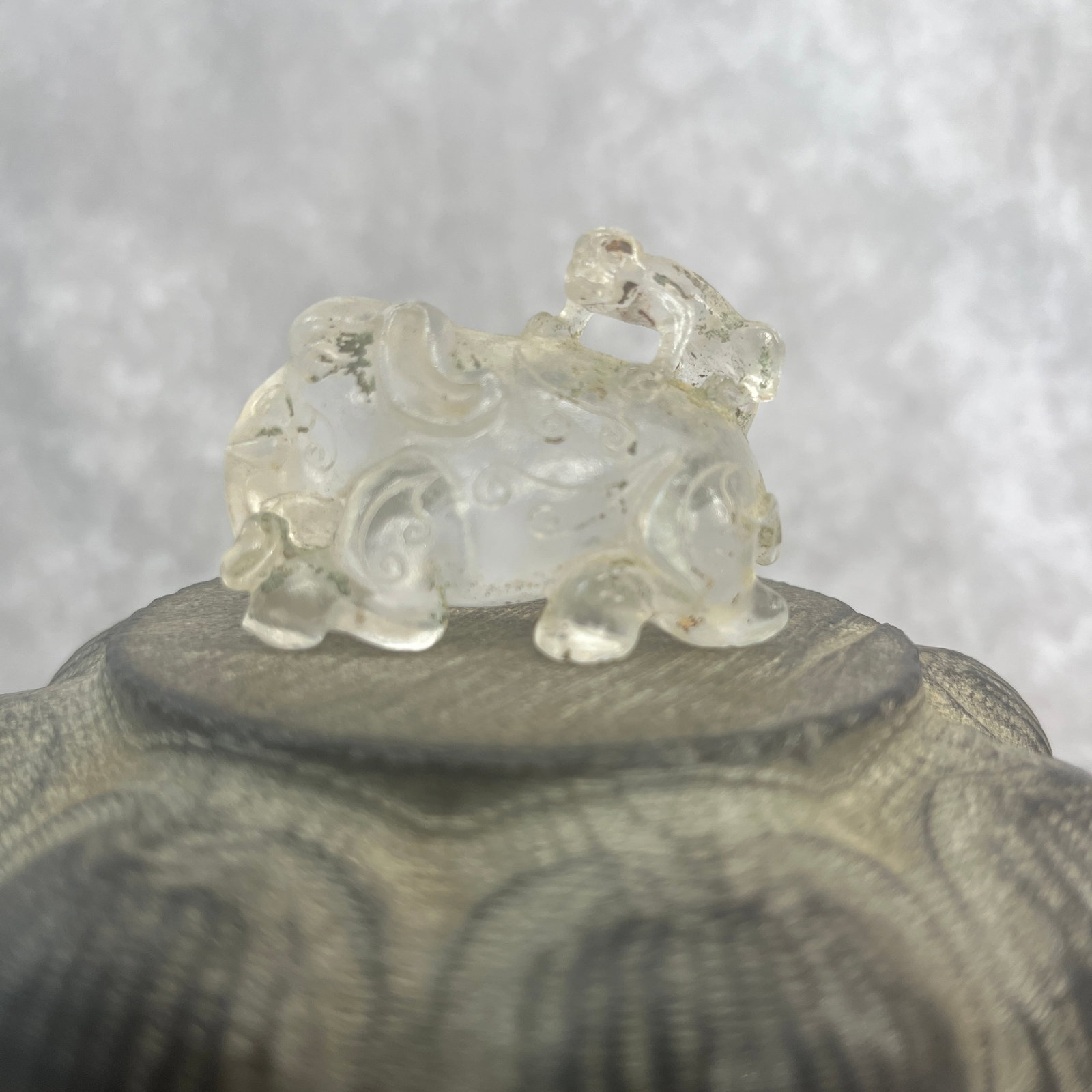 A FINE CRYSTAL MADE BOY PLAYING FIGURE - 5