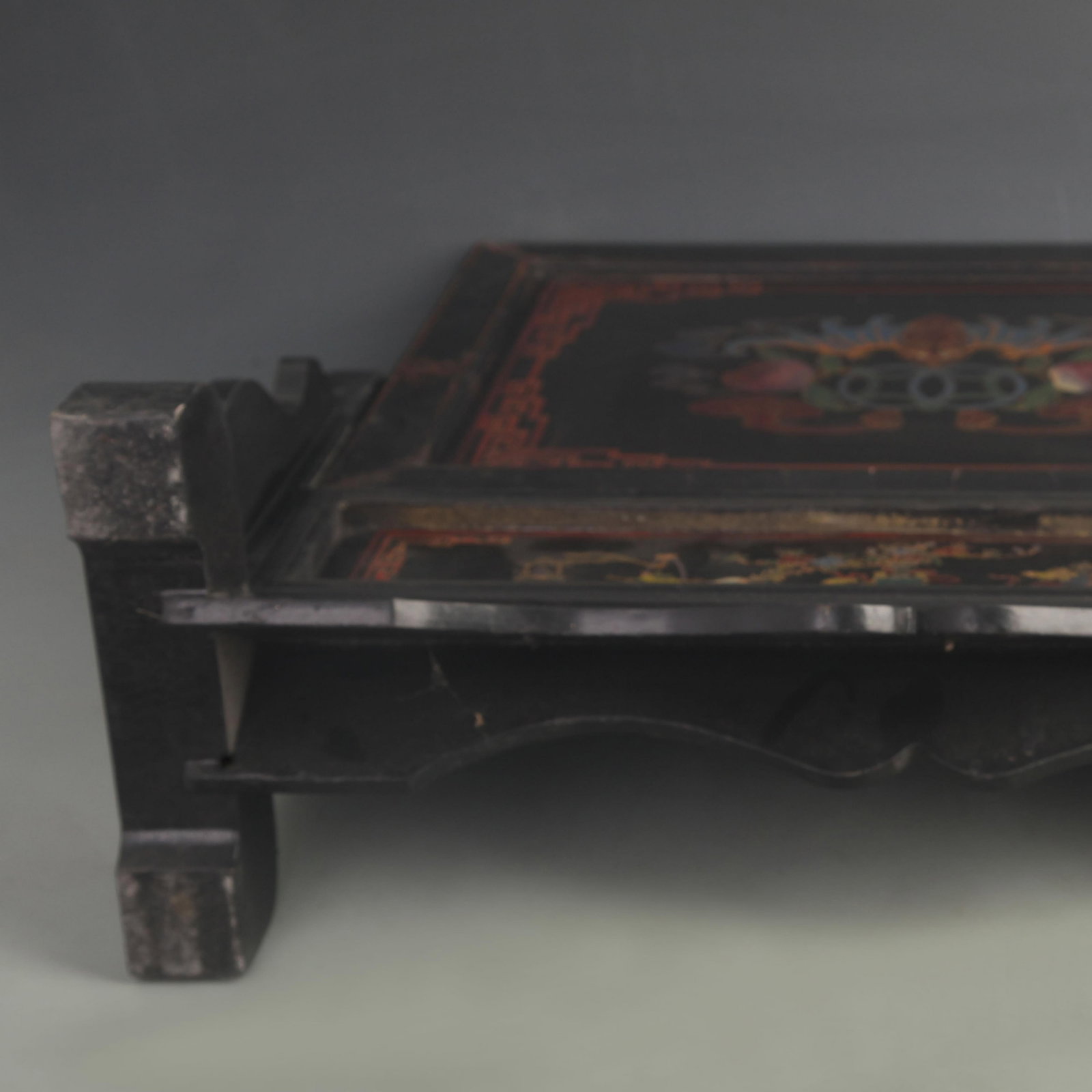 HARDWOOD FRAME WITH LACQUER GILT GOOD FORTUNE PATTERN TABLE SCREEN - 5