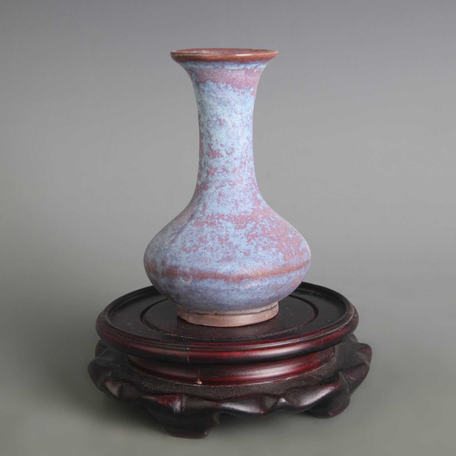 A FINE JUN WARE SMALL LONG NECK BOTTLE - 4