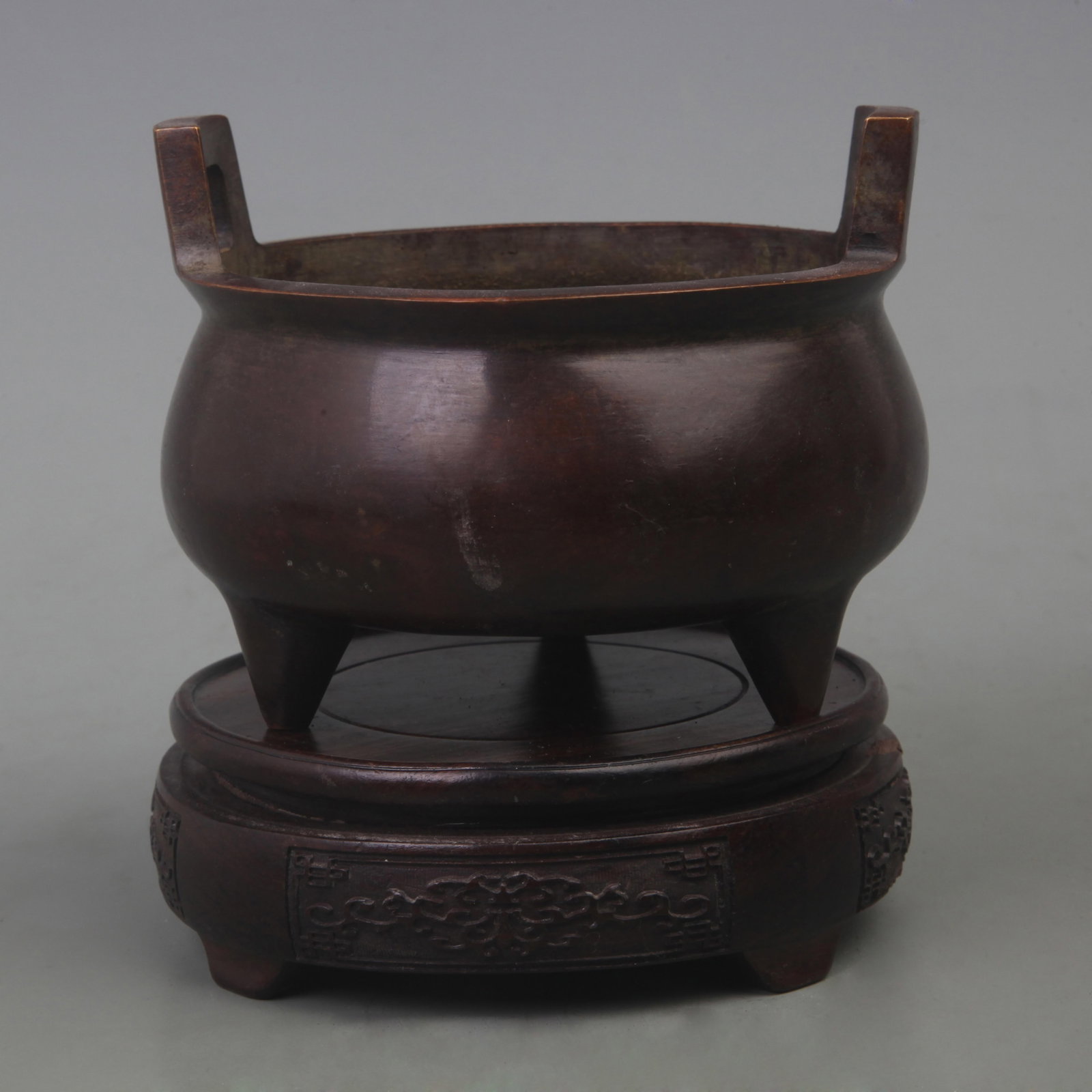 A FINE BRONZE TREE FOOT INCENSE BURNER - 4