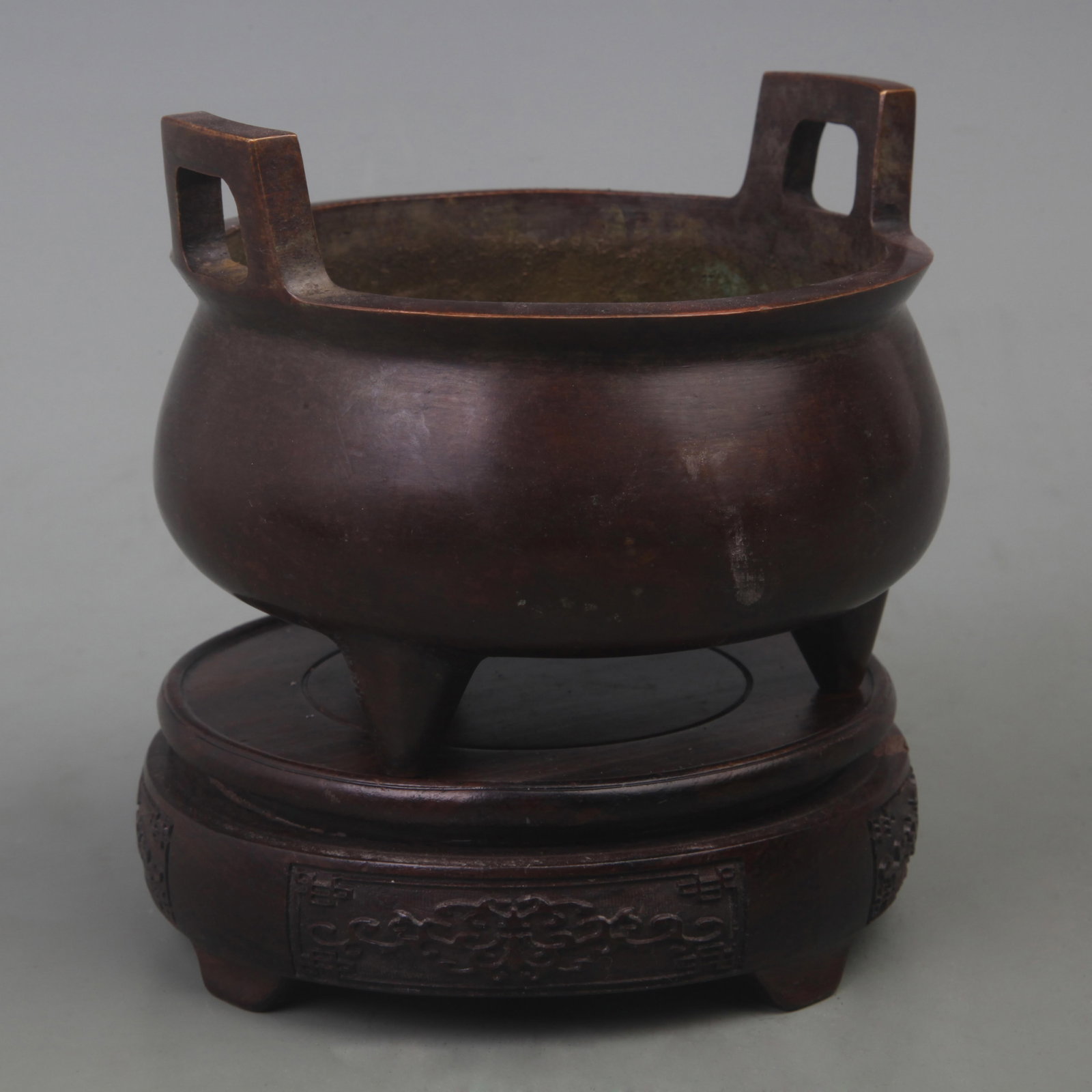 A FINE BRONZE TREE FOOT INCENSE BURNER - 5
