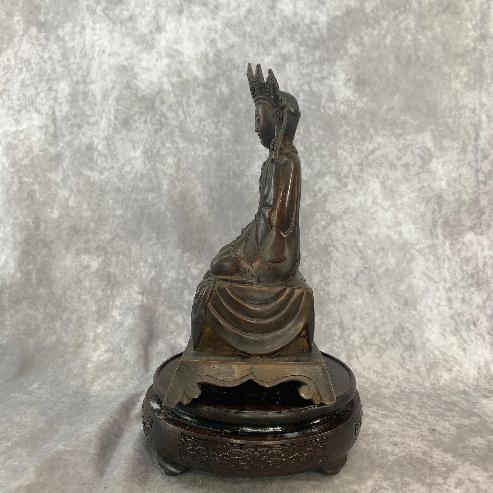 BRONZE SEATED CROWNED BUDDHA - 2