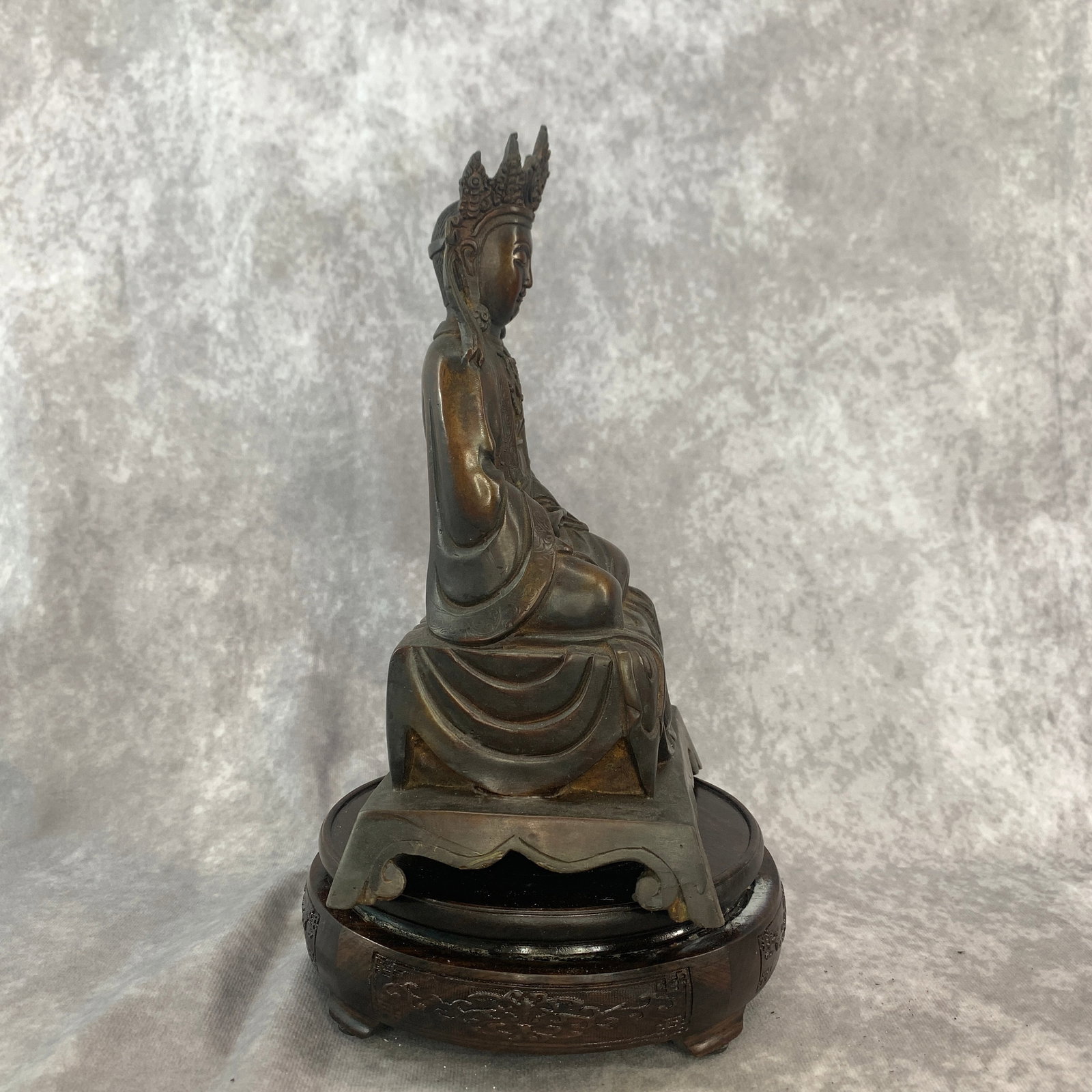 BRONZE SEATED CROWNED BUDDHA - 4