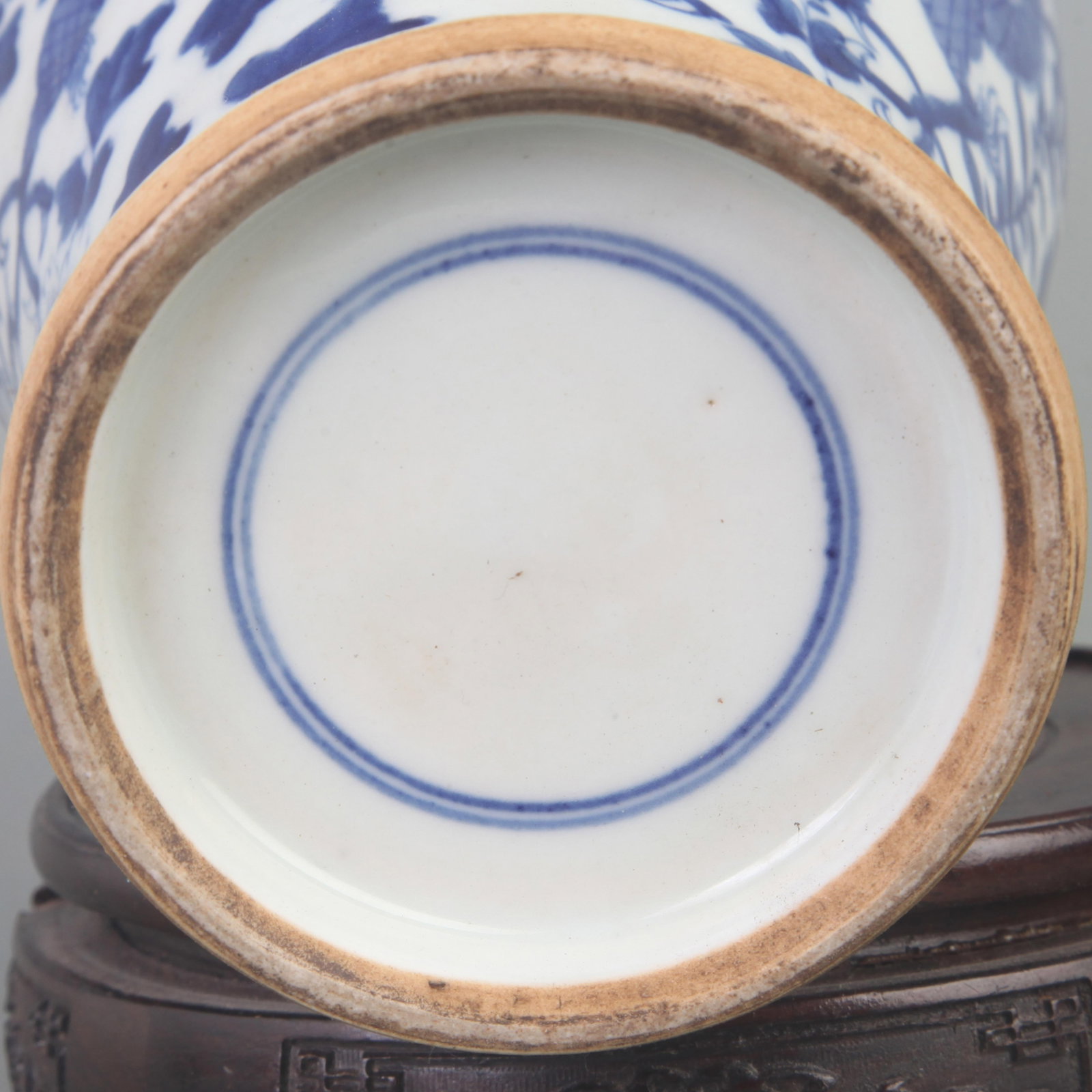RARE BLUE AND WHITE FLOWER PATTERN GENERAL TYPE JAR - 7