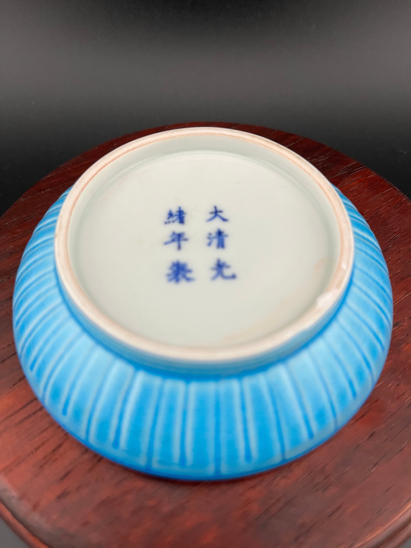 TURQUOISE COLOR GLAZED PORCELAIN SEAL PASTE BOX - 6