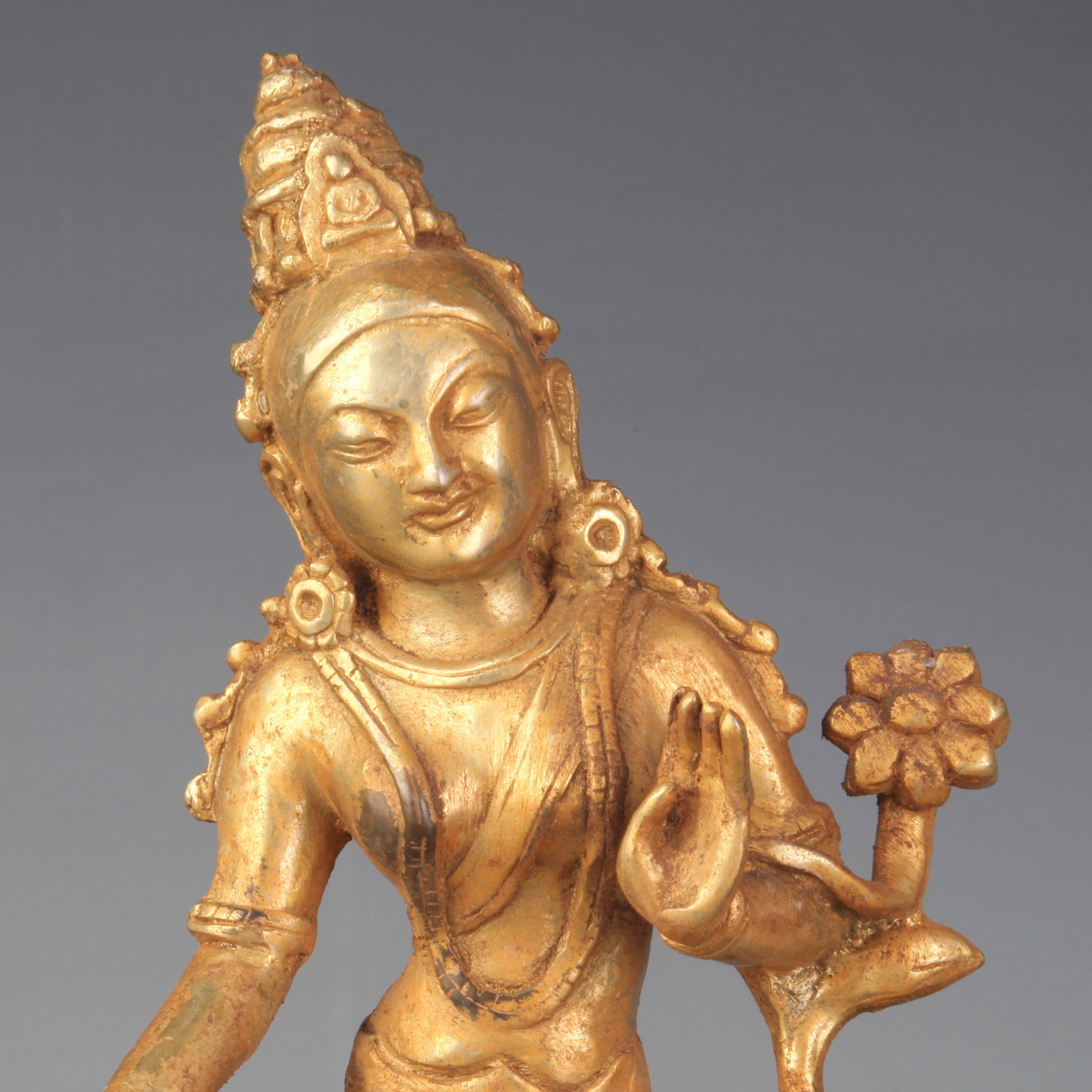 A COPPER GILT BUDDHA FIGURE - 2