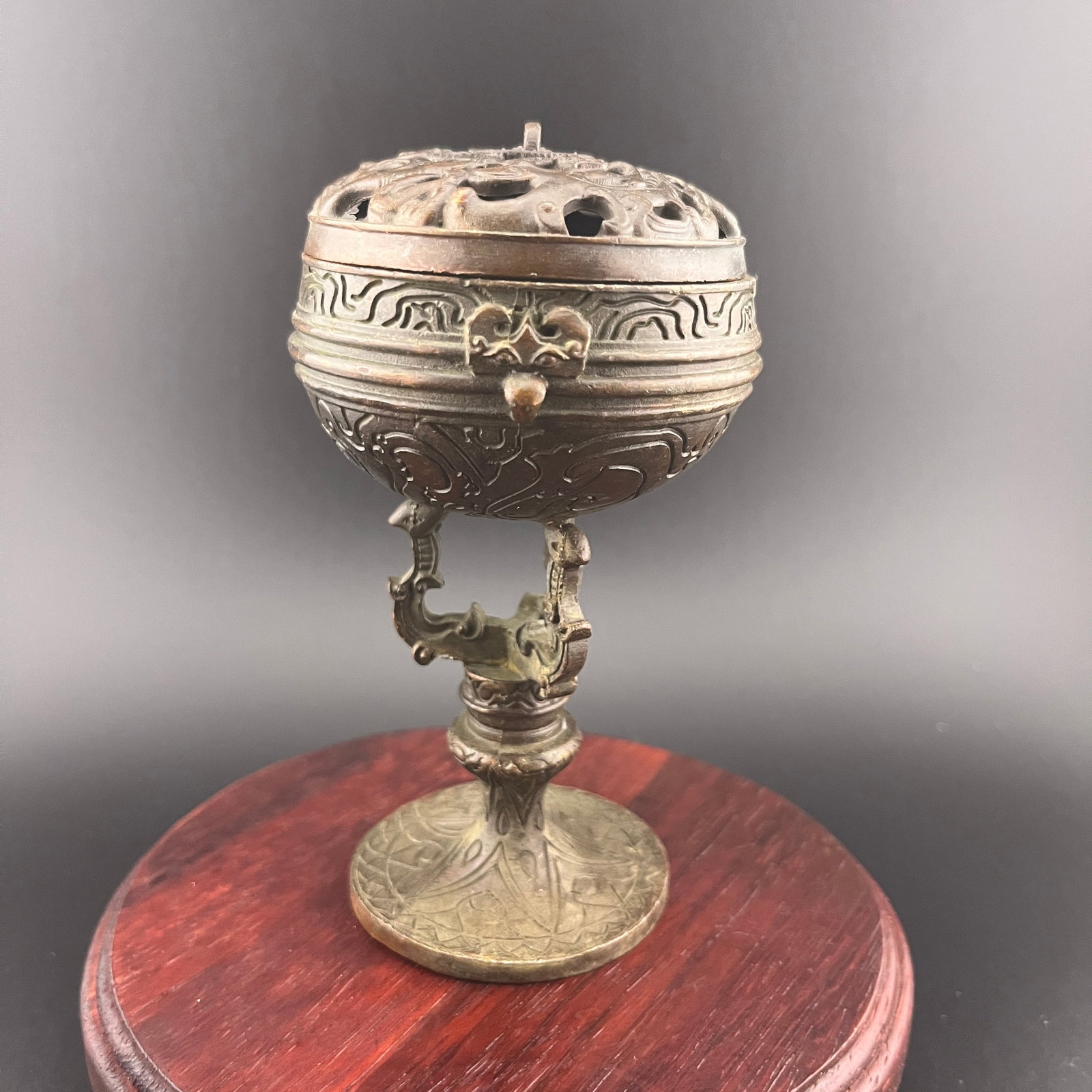 BRONZE "BOSHAN" ARCHAISTIC STEM CENSER - 2