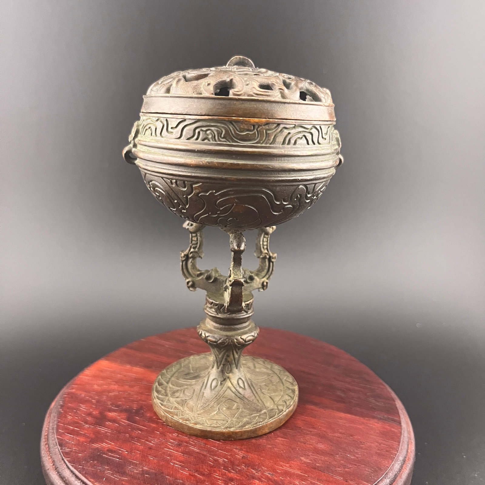 BRONZE "BOSHAN" ARCHAISTIC STEM CENSER - 3