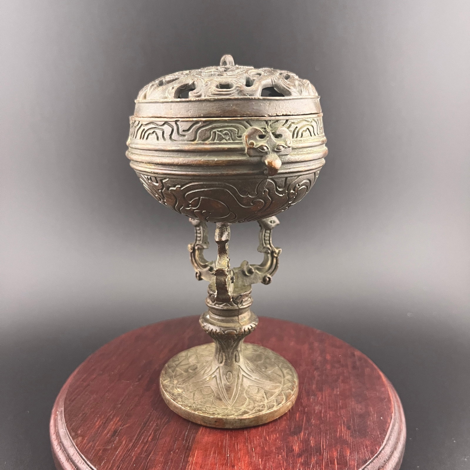 BRONZE "BOSHAN" ARCHAISTIC STEM CENSER - 4