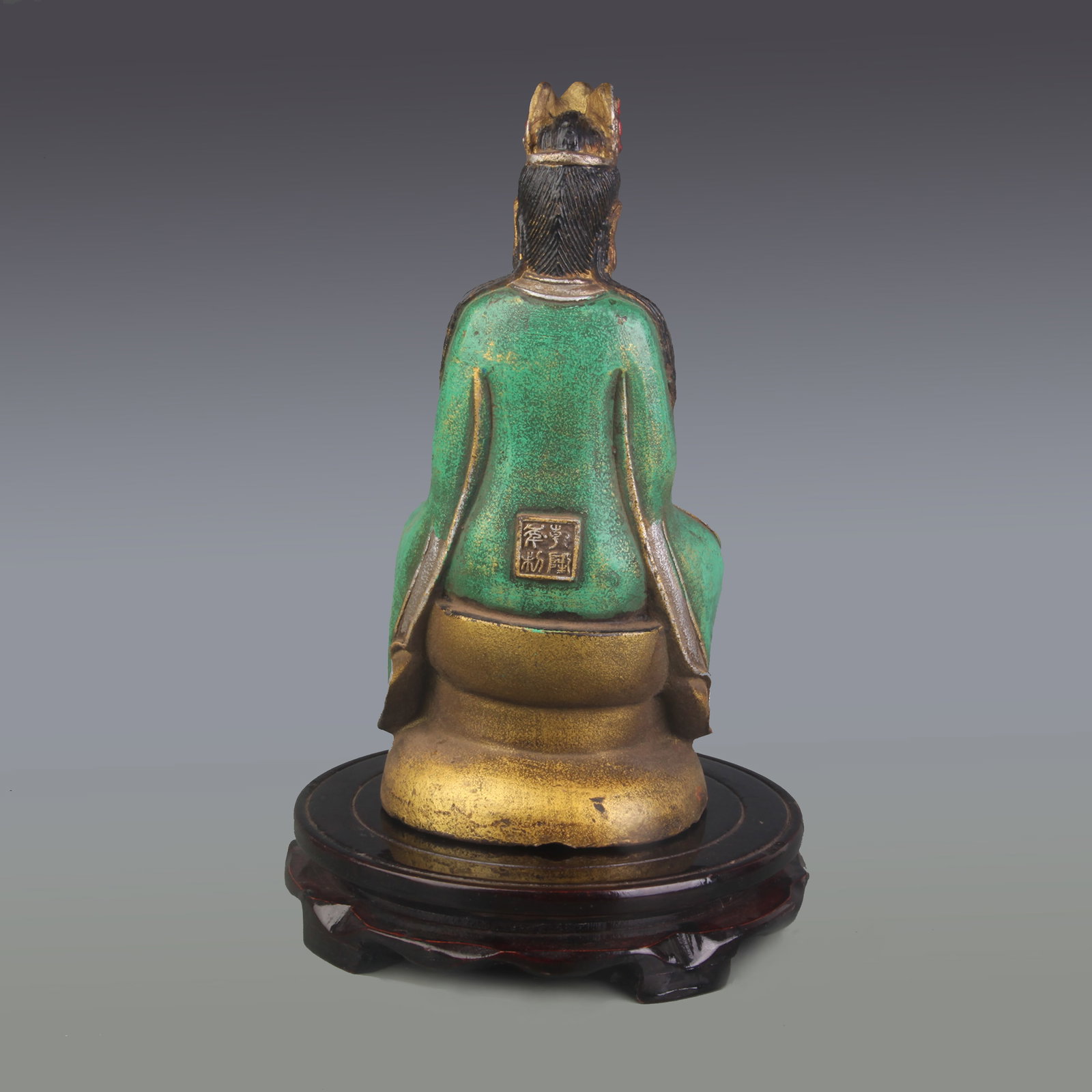 POLYCHROME GILT-BRONZE CROWNED BUDDHA - 4