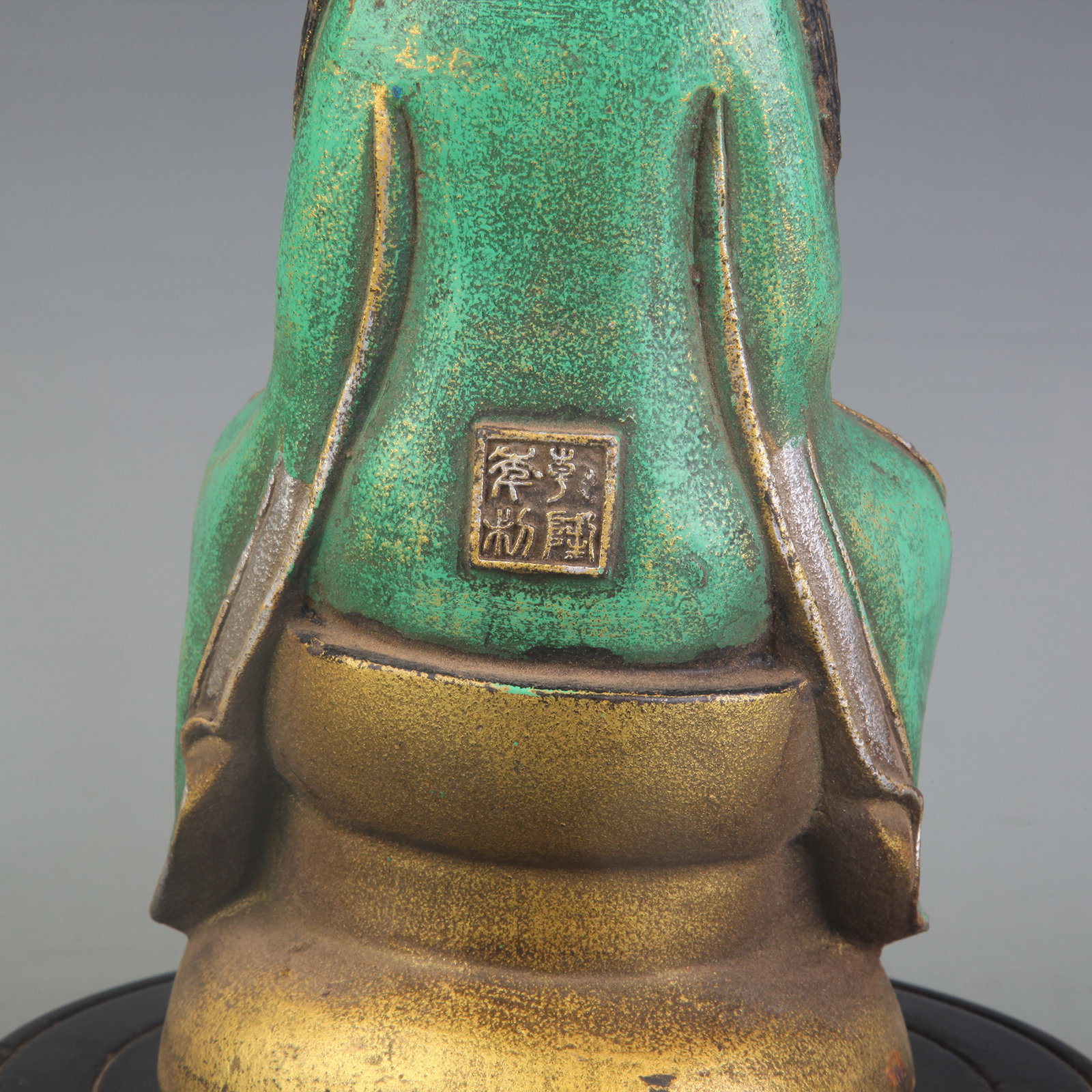 POLYCHROME GILT-BRONZE CROWNED BUDDHA - 5