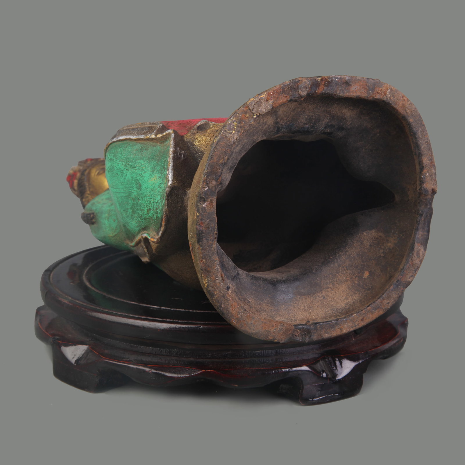 POLYCHROME GILT-BRONZE CROWNED BUDDHA - 6