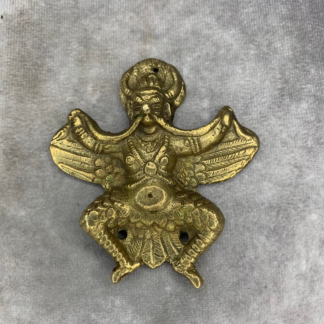 TIBETAN BUDDHIST BRONZE RITUAL IMPLEMENTS: Modern, High: 3.7 inch Width: 3.4 inch; Woodbase for picture and display only