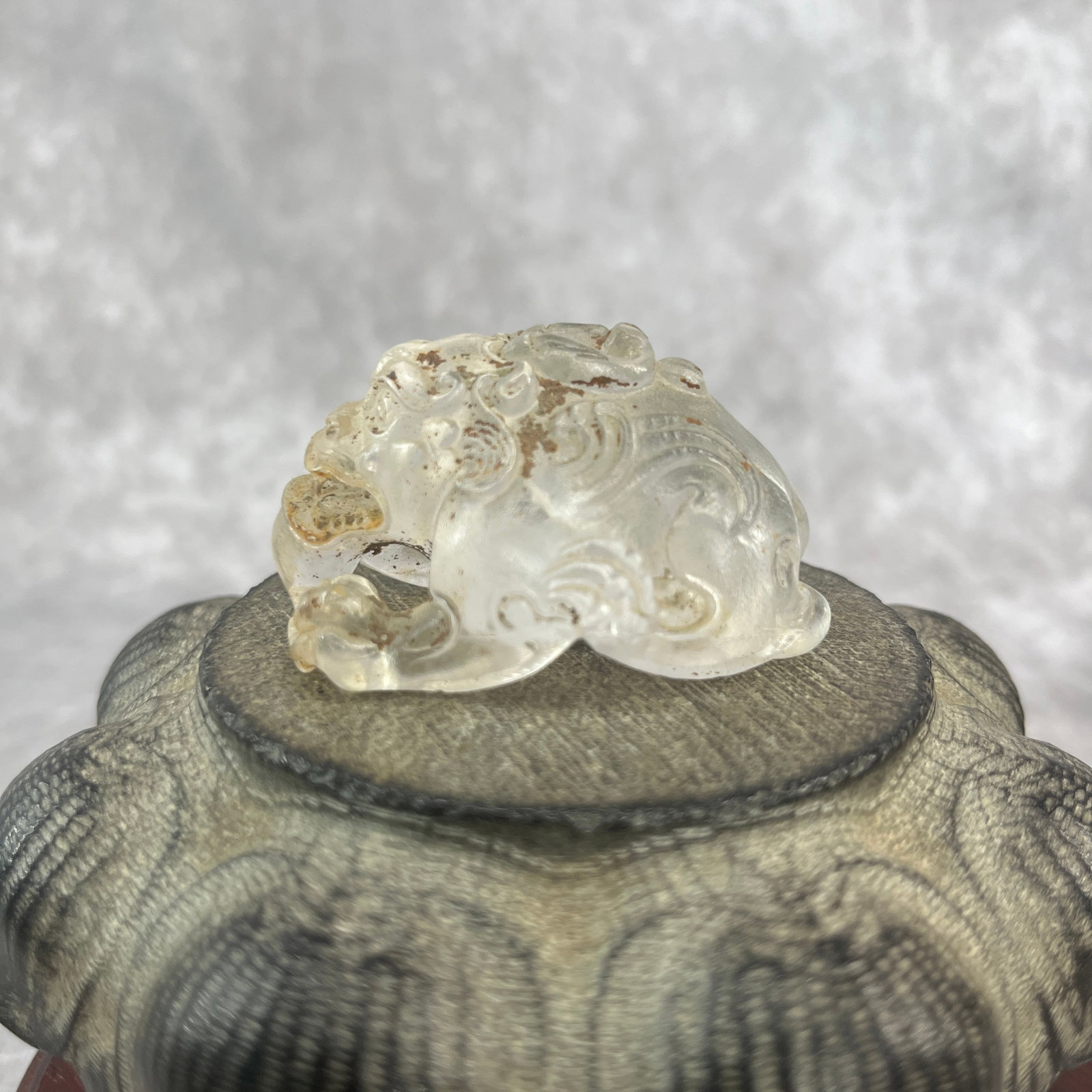 A FINE CLEAR QUARTZ PIXIU FIGURE - 4