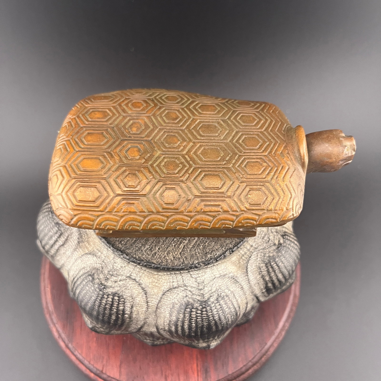 A SMALL BRONZE TORTOISE BOX - 5
